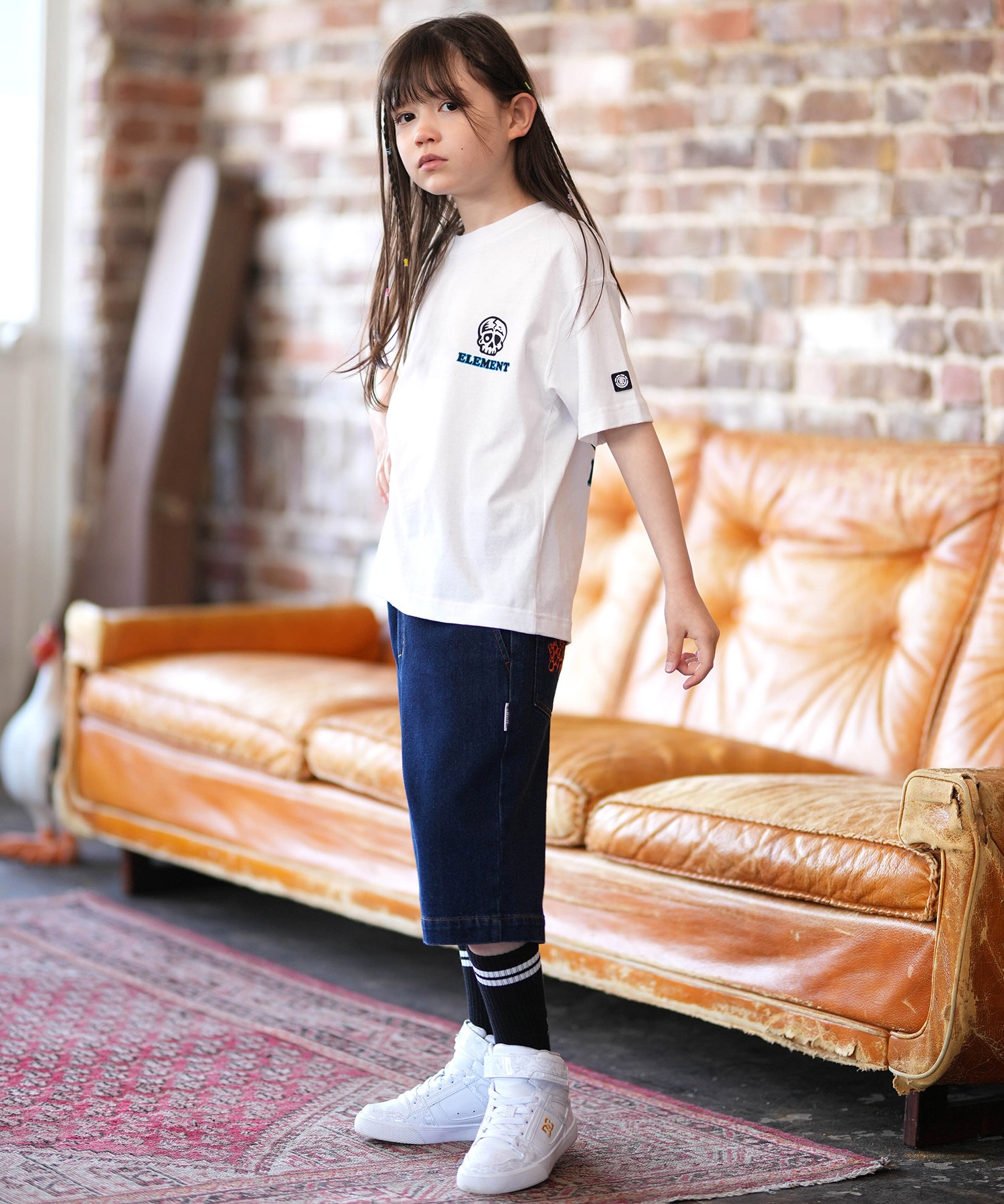 ELEMENT エレメント 半袖 Tシャツ キッズ ジュニア 子供 ロゴ バックプリント BG025250(WHT-130cm)