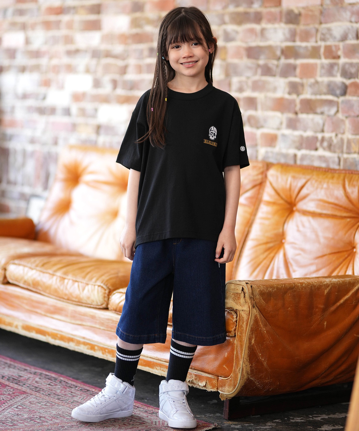 ELEMENT エレメント 半袖 Tシャツ キッズ ジュニア 子供 ロゴ バックプリント BG025250(WHT-130cm)