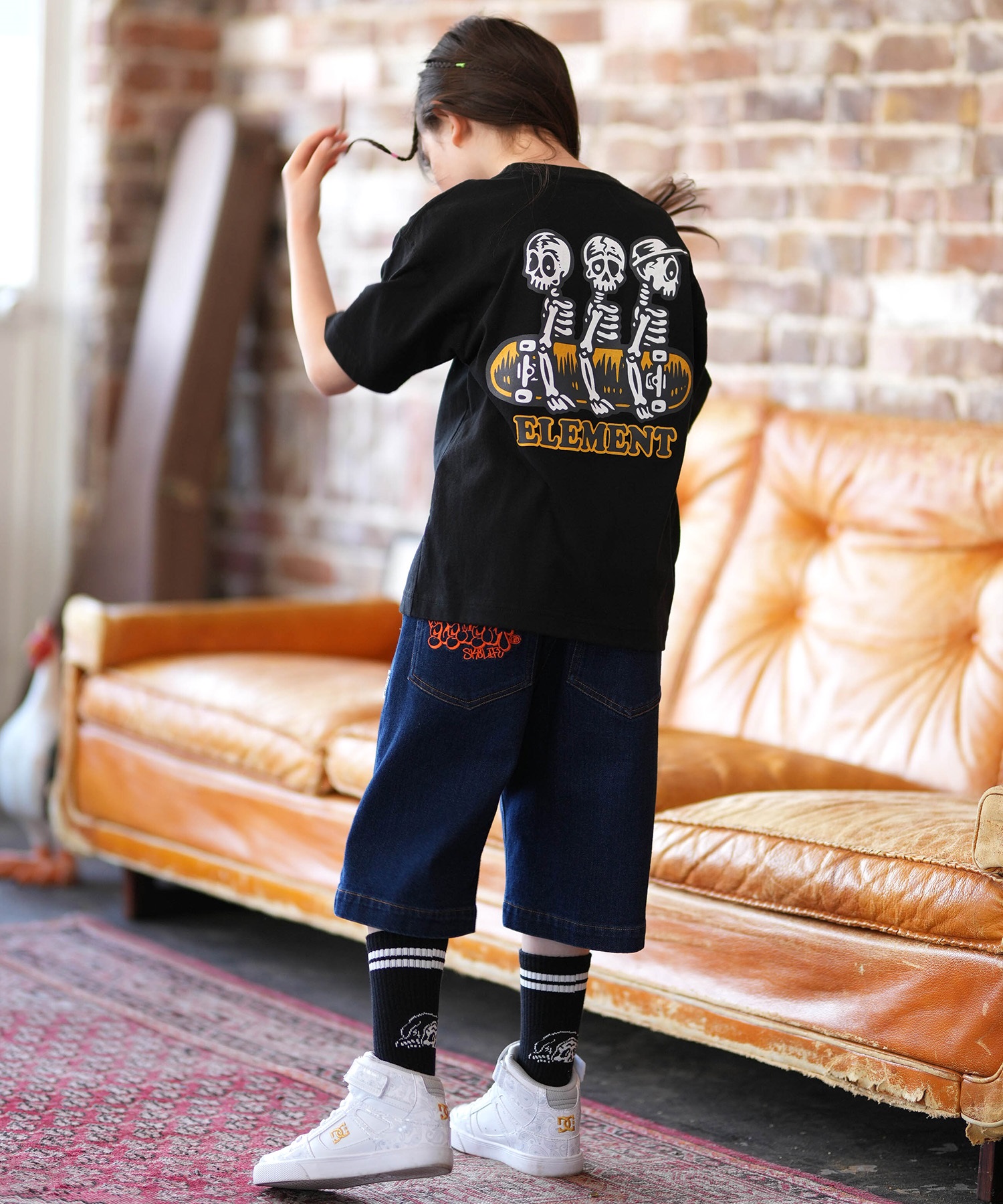 ELEMENT エレメント 半袖 Tシャツ キッズ ジュニア 子供 ロゴ バックプリント BG025250(WHT-130cm)