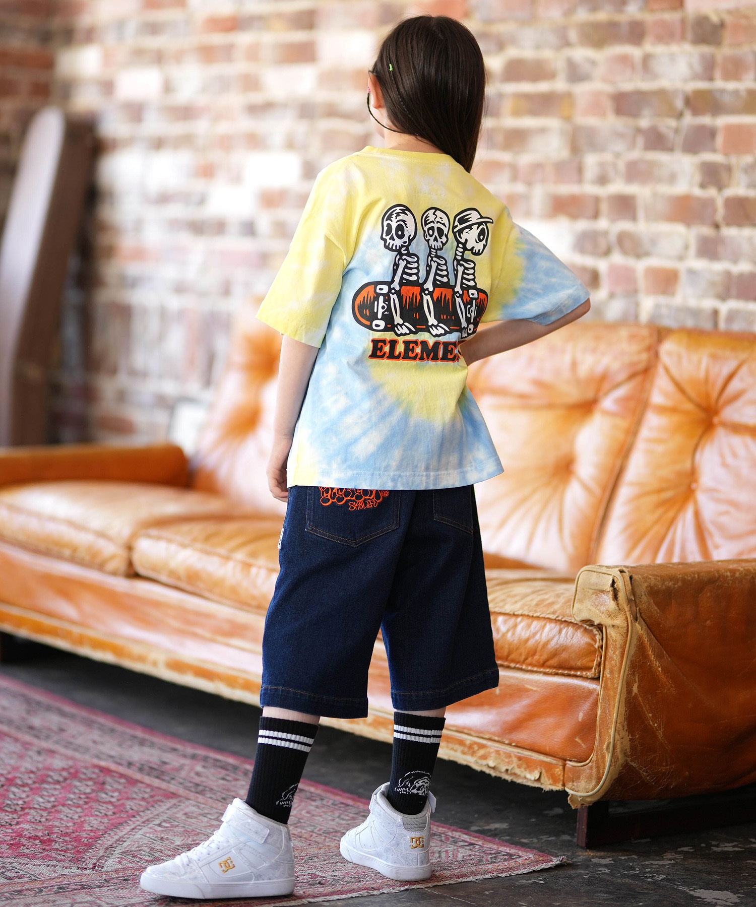 ELEMENT エレメント 半袖 Tシャツ キッズ ジュニア 子供 ロゴ バックプリント BG025250(WHT-130cm)