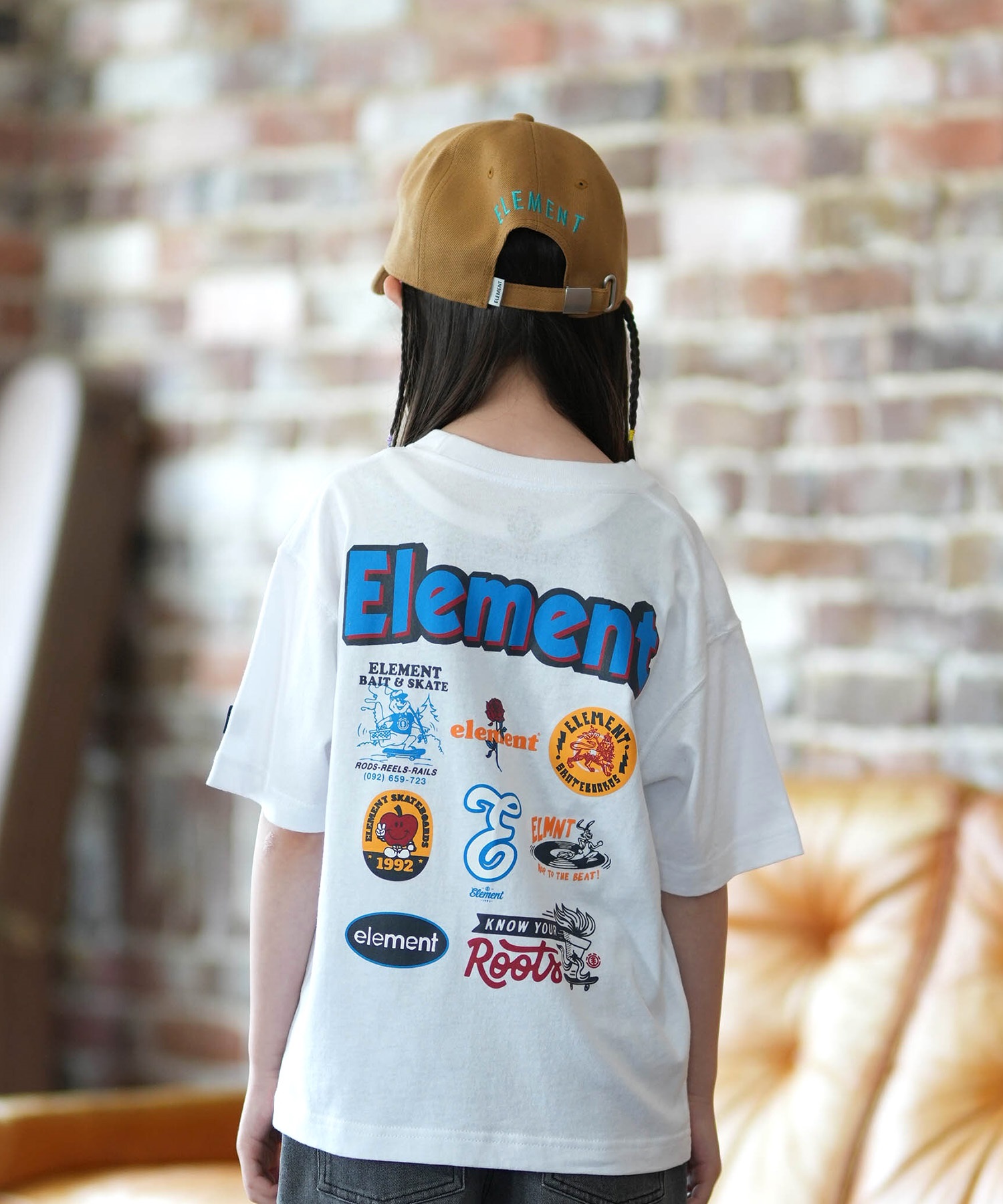 ELEMENT エレメント 半袖 Tシャツ キッズ ジュニア 子供 ロゴ バックプリント BG025254(WHT-130cm)