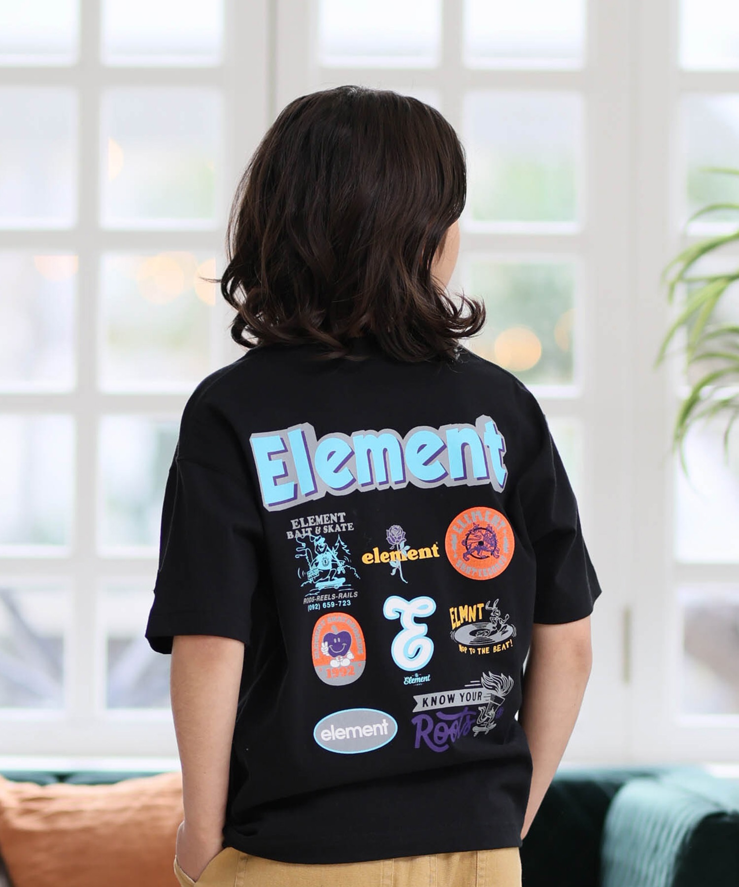 ELEMENT エレメント 半袖 Tシャツ キッズ ジュニア 子供 ロゴ バックプリント BG025254(WHT-130cm)