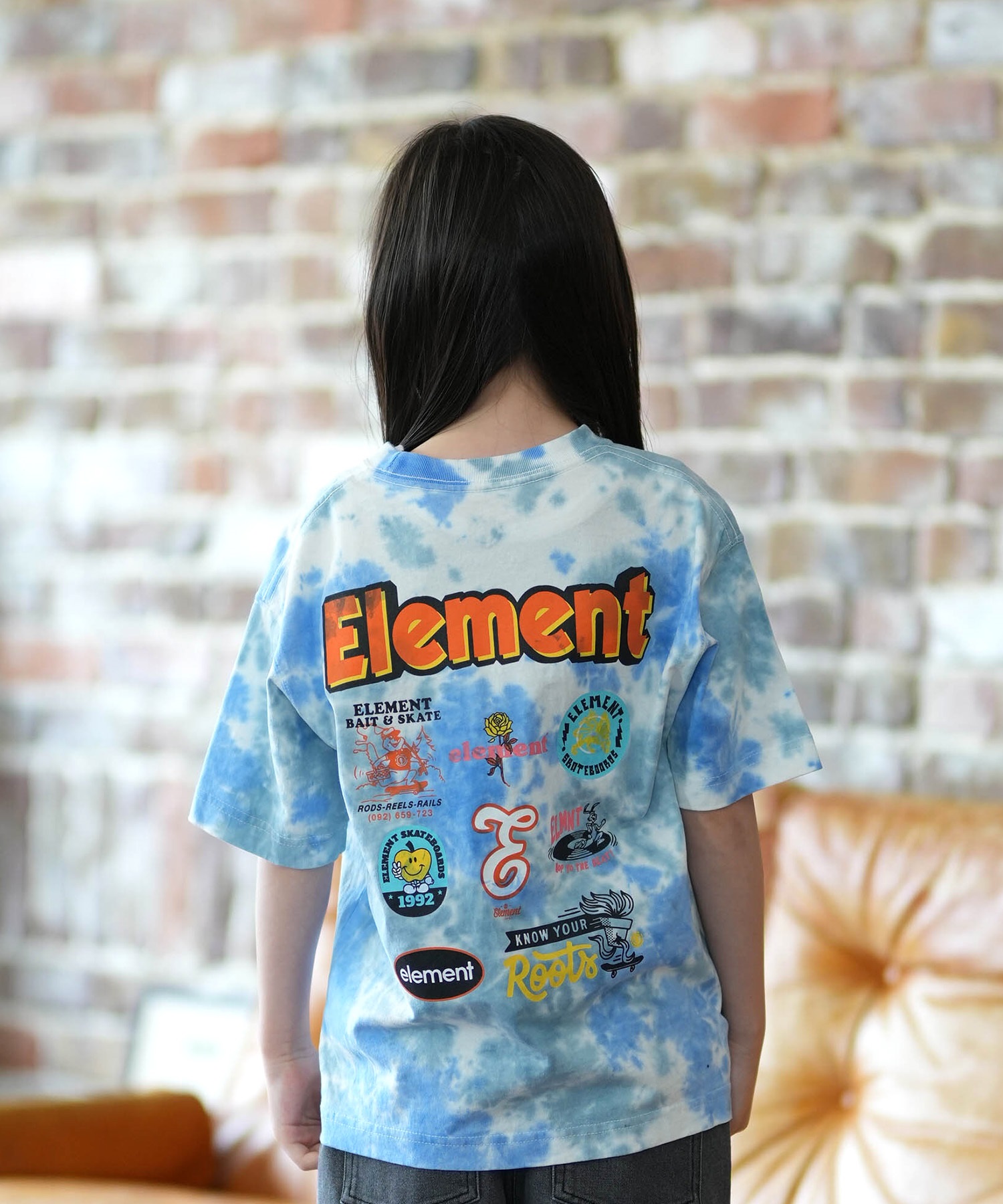 ELEMENT エレメント 半袖 Tシャツ キッズ ジュニア 子供 ロゴ バックプリント BG025254(WHT-130cm)