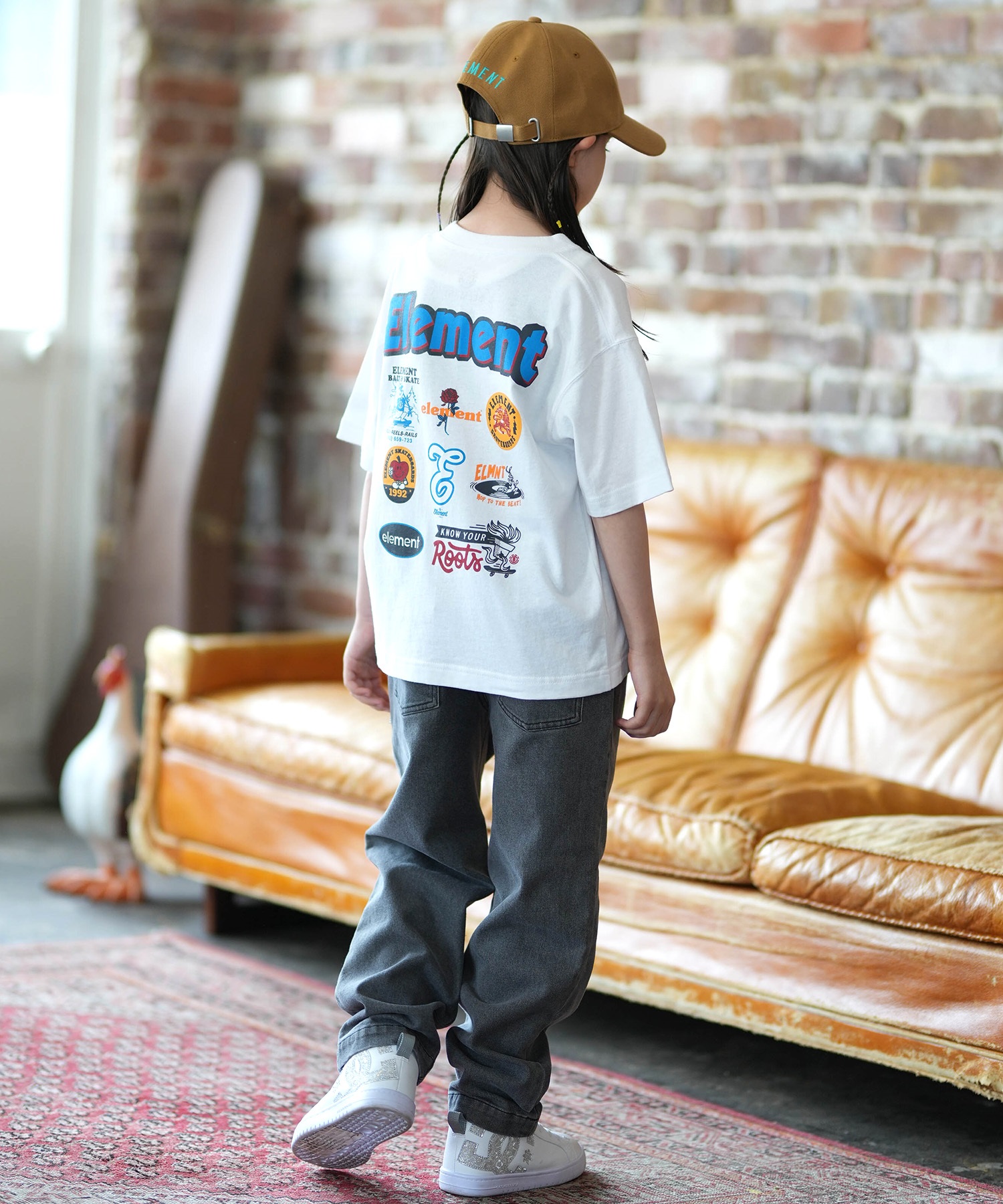 ELEMENT エレメント 半袖 Tシャツ キッズ ジュニア 子供 ロゴ バックプリント BG025254(WHT-130cm)
