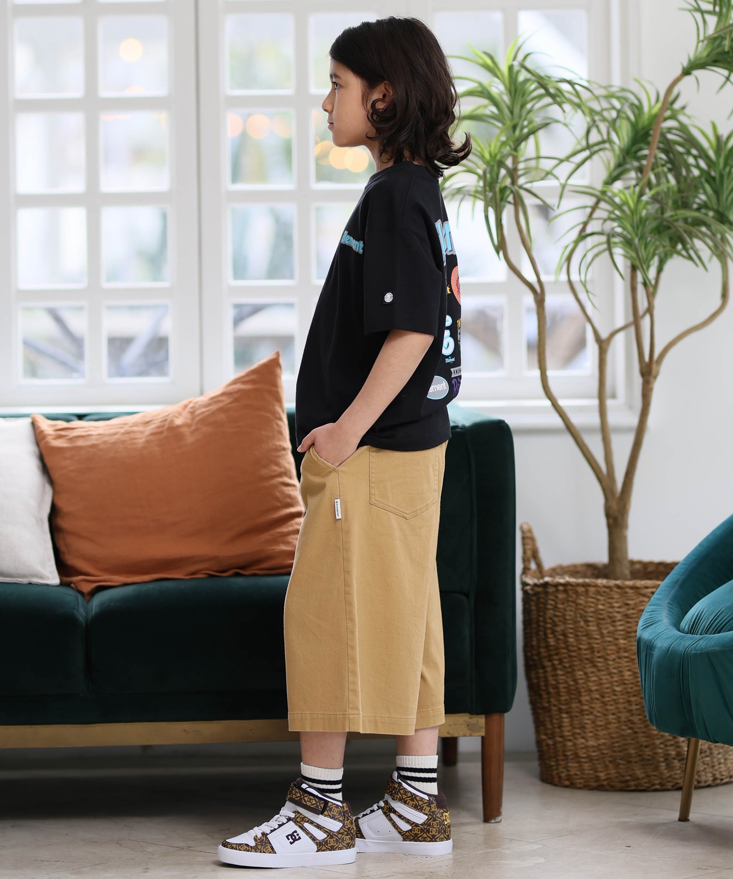 ELEMENT エレメント 半袖 Tシャツ キッズ ジュニア 子供 ロゴ バックプリント BG025254(WHT-130cm)