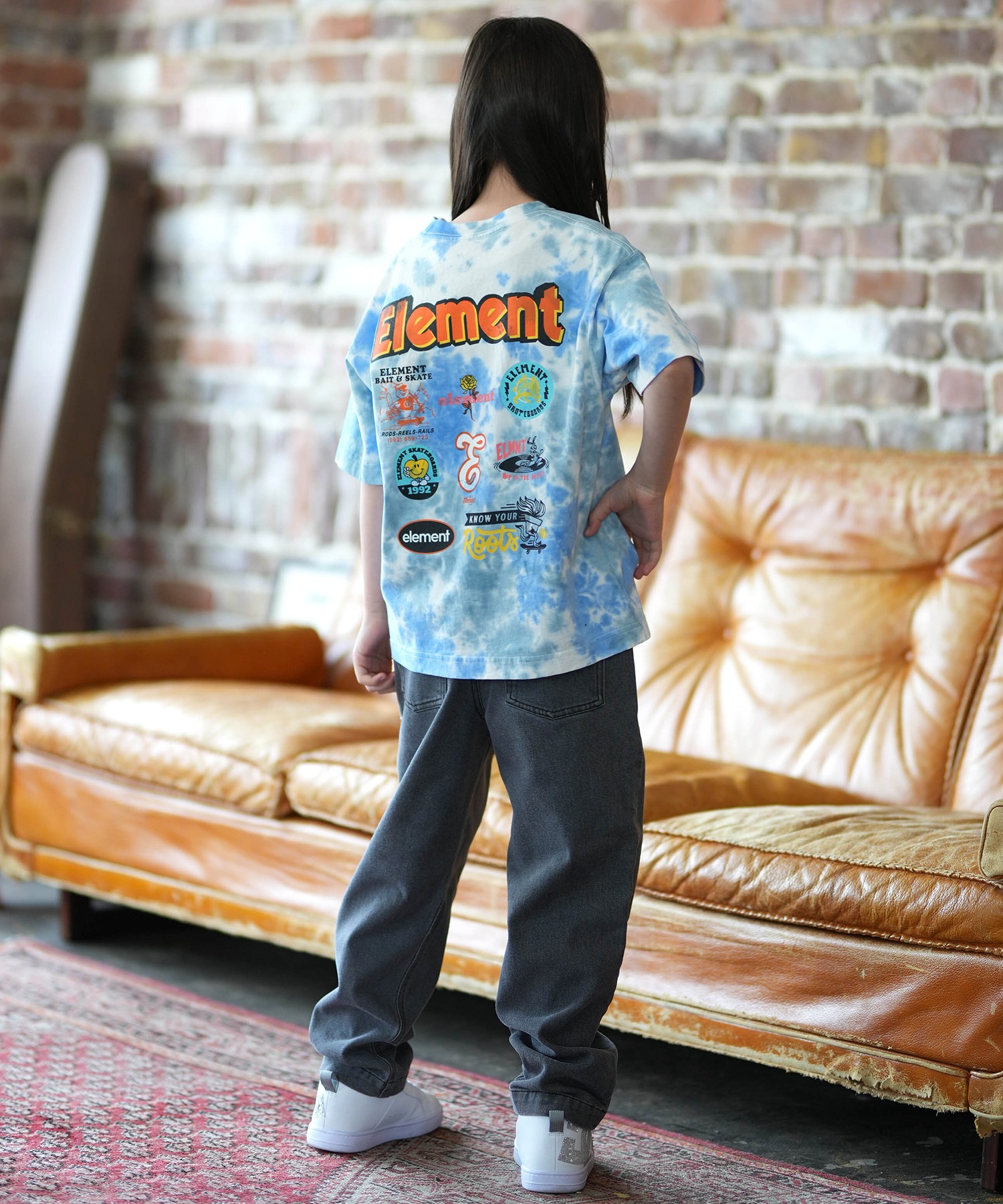 ELEMENT エレメント 半袖 Tシャツ キッズ ジュニア 子供 ロゴ バックプリント BG025254(WHT-130cm)