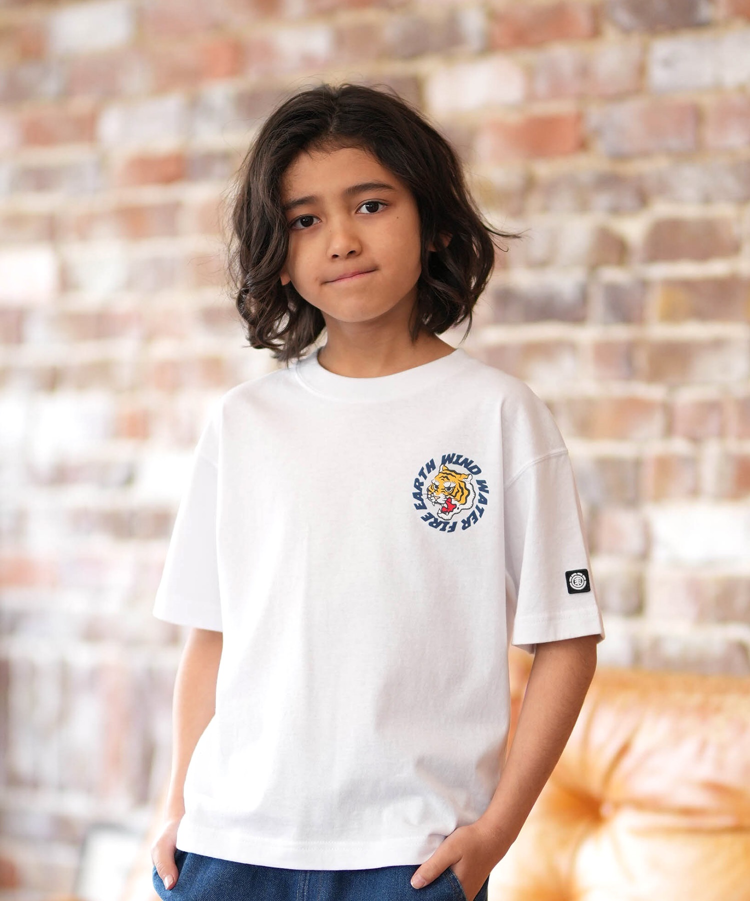 ELEMENT エレメント 半袖 Tシャツ キッズ ジュニア 子供 ロゴ バックプリント BG025258(WHT-130cm)