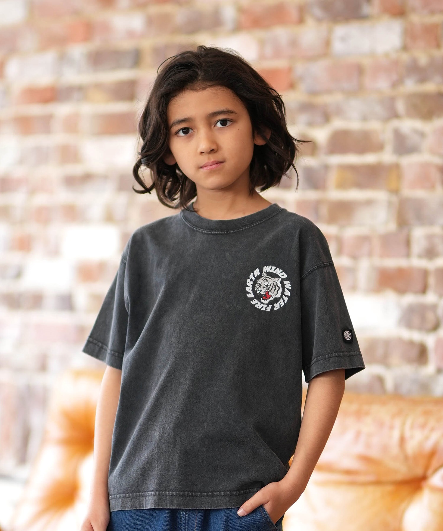 ELEMENT エレメント 半袖 Tシャツ キッズ ジュニア 子供 ロゴ バックプリント BG025258(WHT-130cm)