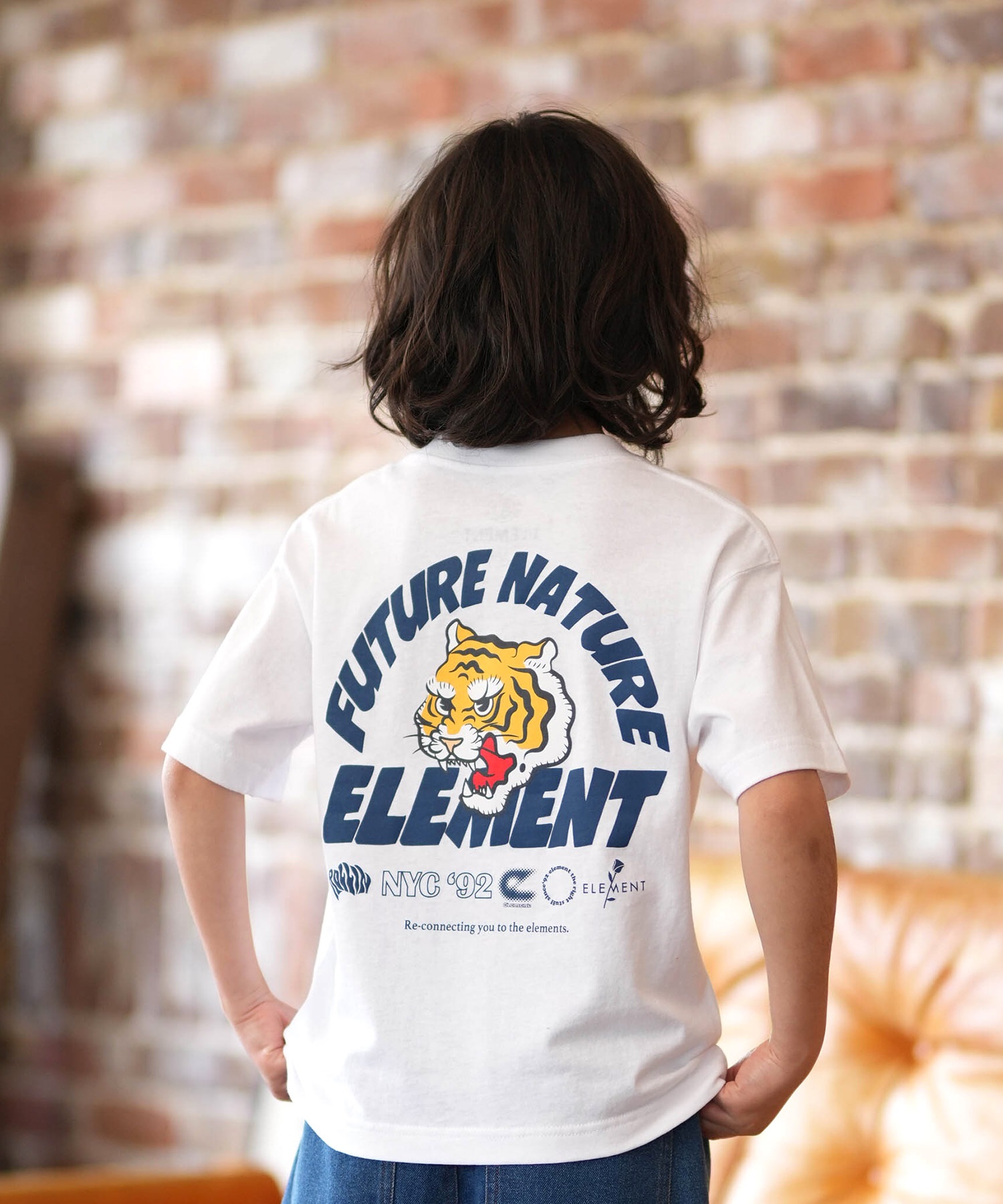 ELEMENT エレメント 半袖 Tシャツ キッズ ジュニア 子供 ロゴ バックプリント BG025258(WHT-130cm)