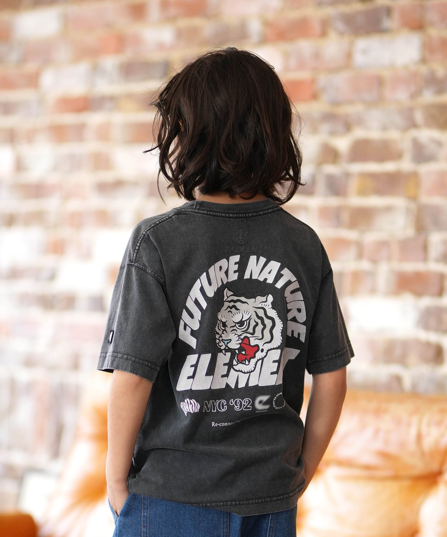ELEMENT エレメント 半袖 Tシャツ キッズ ジュニア 子供 ロゴ バックプリント BG025258(WHT-130cm)