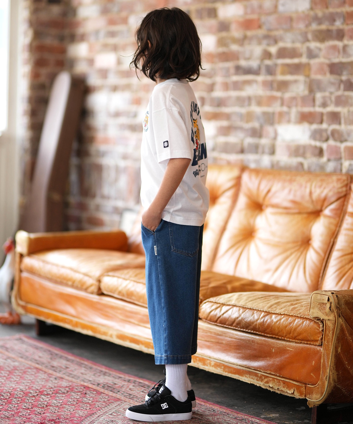 ELEMENT エレメント 半袖 Tシャツ キッズ ジュニア 子供 ロゴ バックプリント BG025258(WHT-130cm)