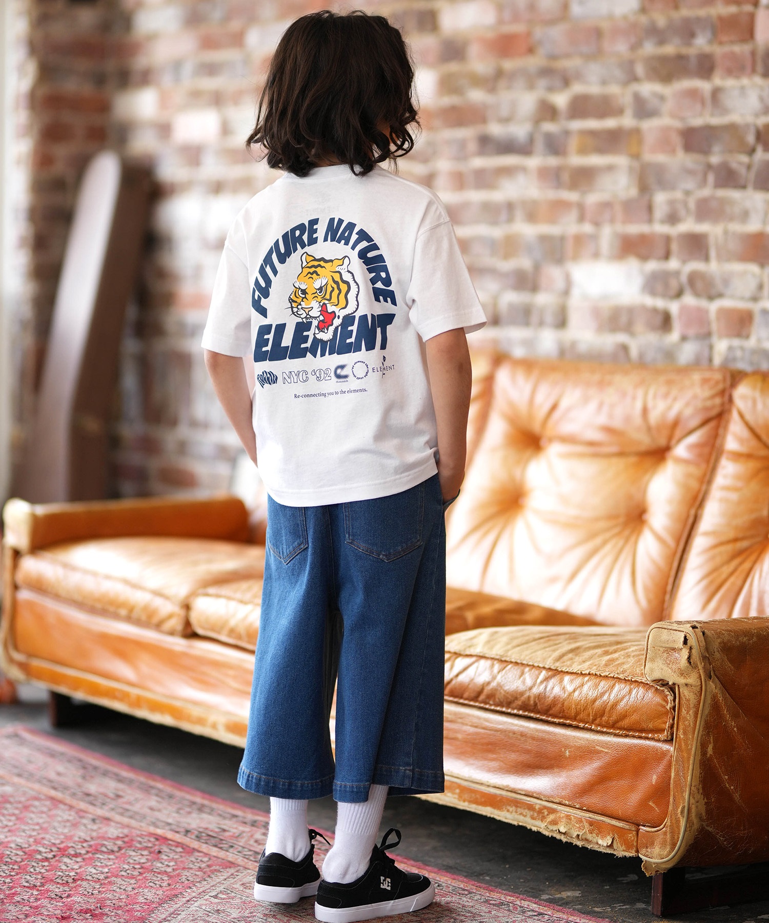 ELEMENT エレメント 半袖 Tシャツ キッズ ジュニア 子供 ロゴ バックプリント BG025258(WHT-130cm)