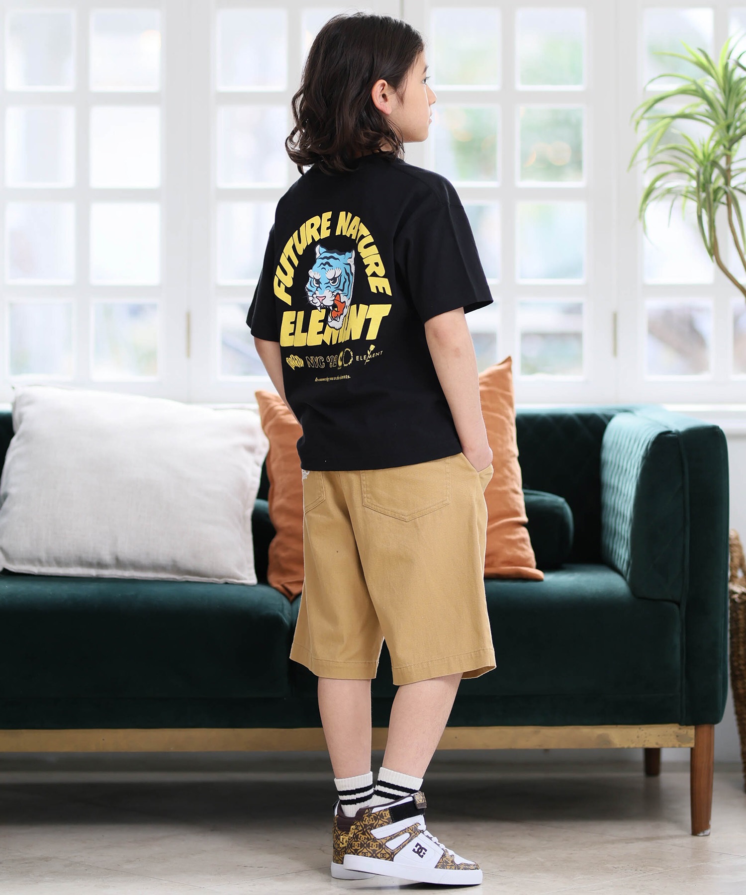 ELEMENT エレメント 半袖 Tシャツ キッズ ジュニア 子供 ロゴ バックプリント BG025258(WHT-130cm)