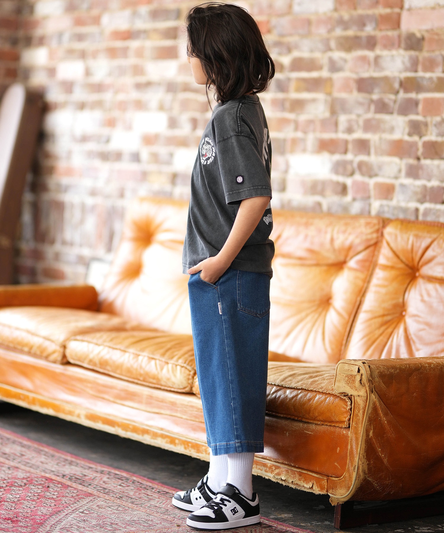 ELEMENT エレメント 半袖 Tシャツ キッズ ジュニア 子供 ロゴ バックプリント BG025258(WHT-130cm)