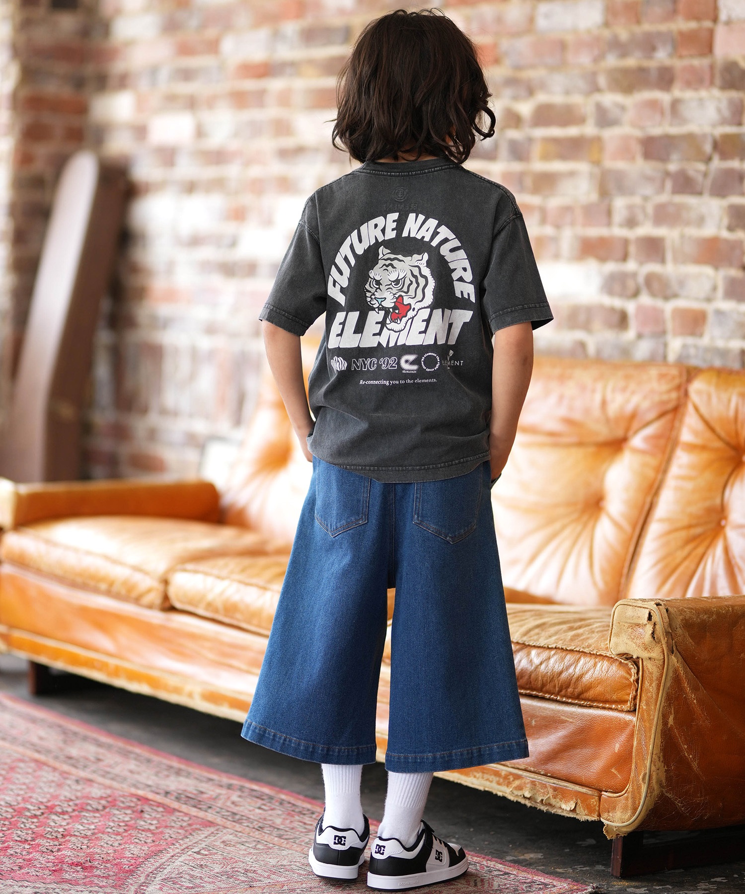 ELEMENT エレメント 半袖 Tシャツ キッズ ジュニア 子供 ロゴ バックプリント BG025258(WHT-130cm)