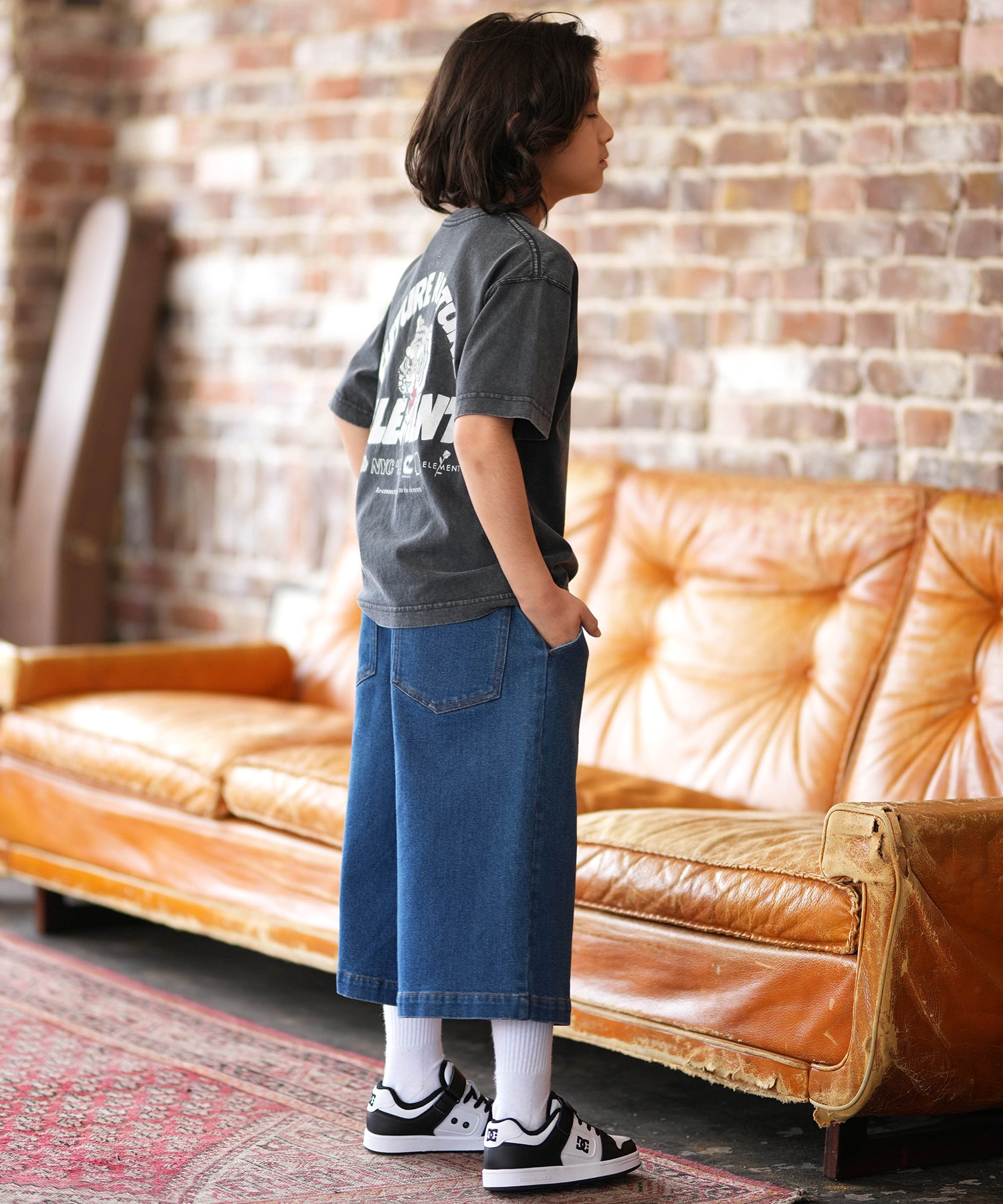 ELEMENT エレメント 半袖 Tシャツ キッズ ジュニア 子供 ロゴ バックプリント BG025258(WHT-130cm)