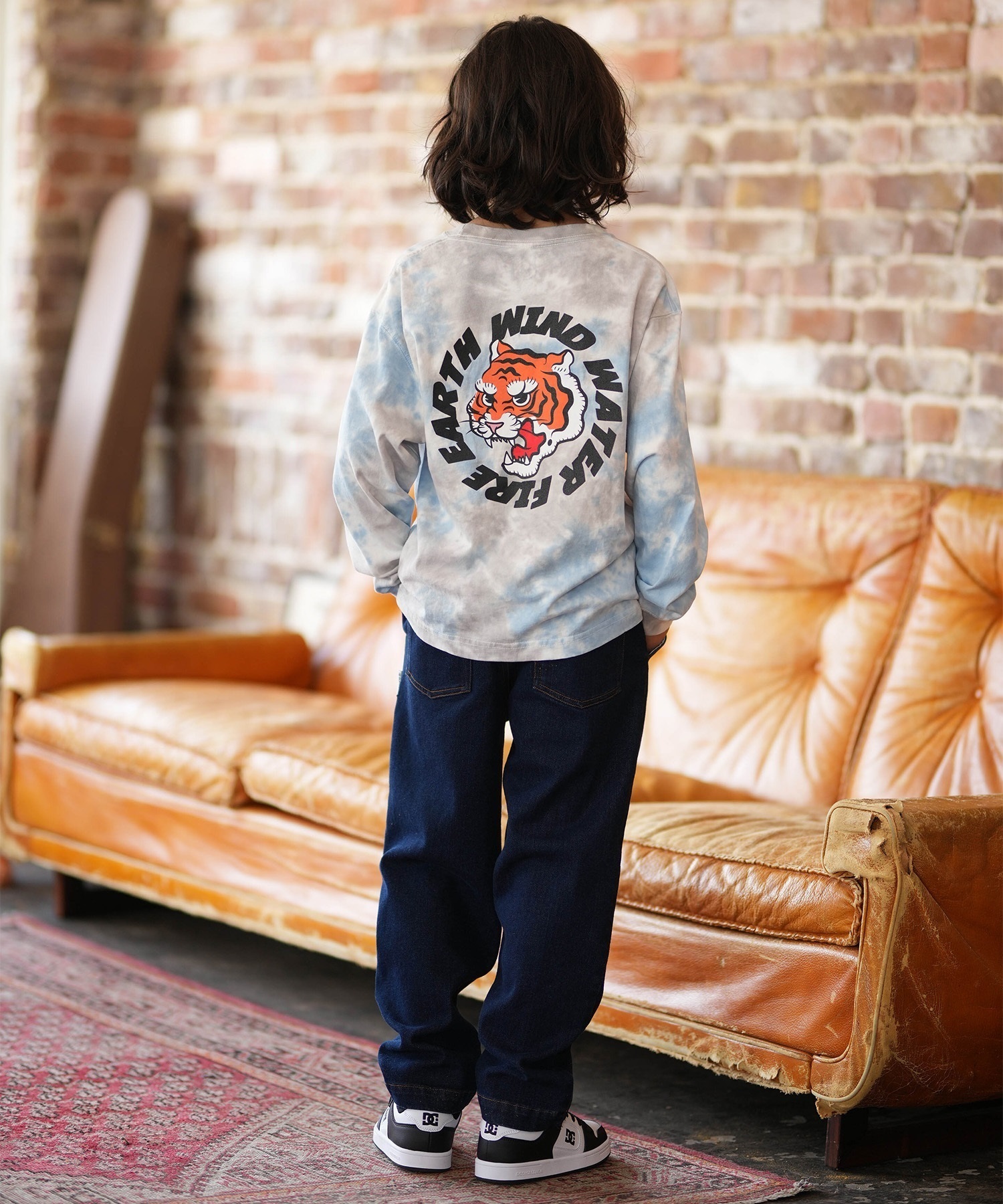 個性派 幾何学模様 総柄 長袖ポリシャツ テロ感 L ブラック ELEMENT エレメント 長袖 Tシャツ ロンT キッズ ジュニア 子供 DOVE