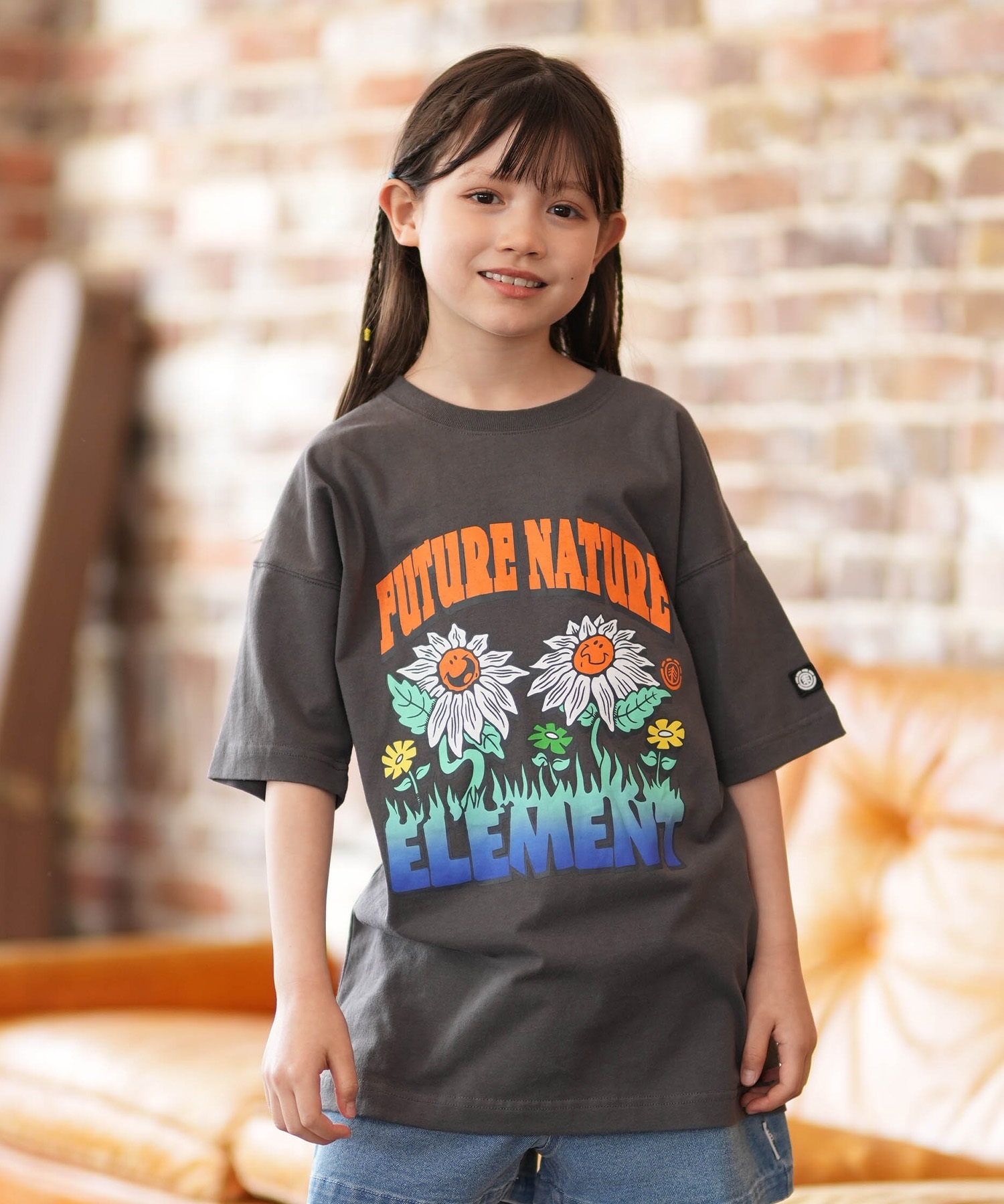 ELEMENT エレメント 半袖 Tシャツ キッズ ジュニア 子供 オーバーサイズ FLOWER SS G BG025P06(BSP-130cm)