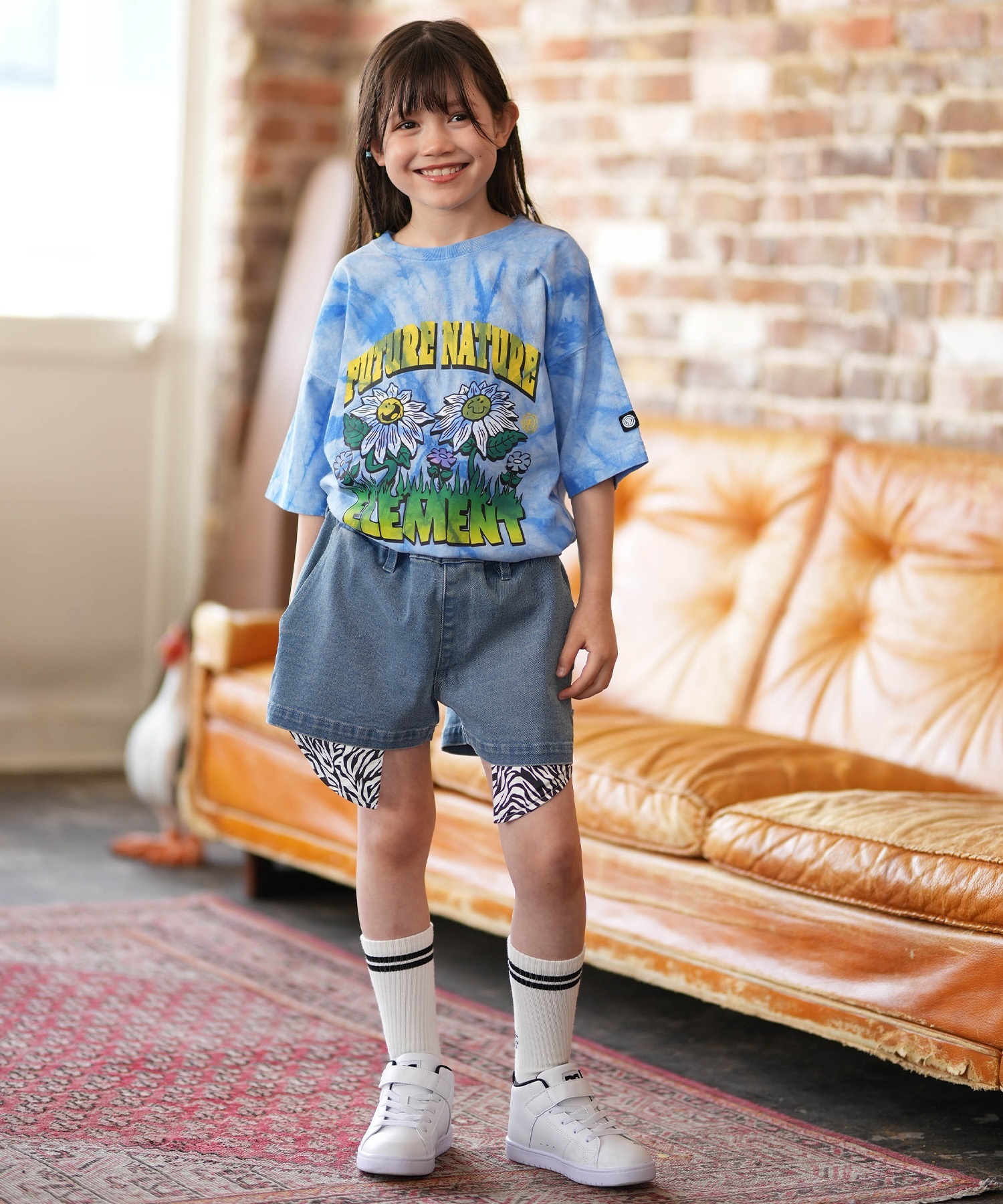 ELEMENT エレメント 半袖 Tシャツ キッズ ジュニア 子供 オーバーサイズ FLOWER SS G BG025P06(BSP-130cm)