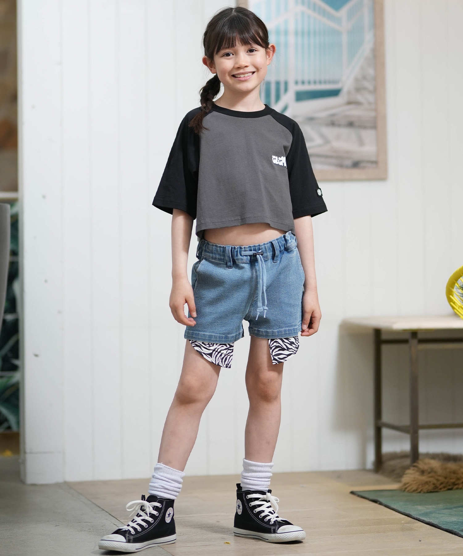 ELEMENT エレメント 半袖 Tシャツ キッズ ジュニア 子供 クロップド丈 ショート丈 RAGLAN WIDE SS G BG025P08(CHA-130cm)