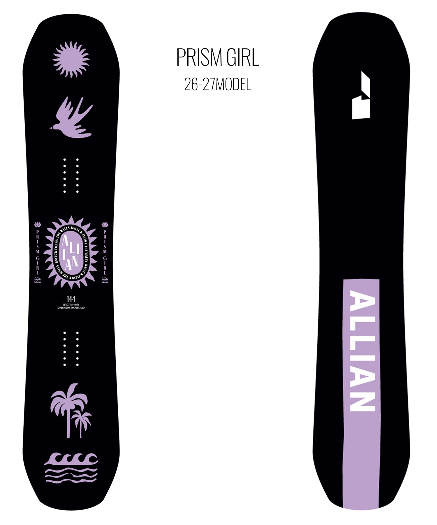 ALLIAN アライアン プリズムガール PRISM GIRL スノーボード 板 フリーラン カービング キッカー レディース 26-27 早期購入(BK/PU-144cm)