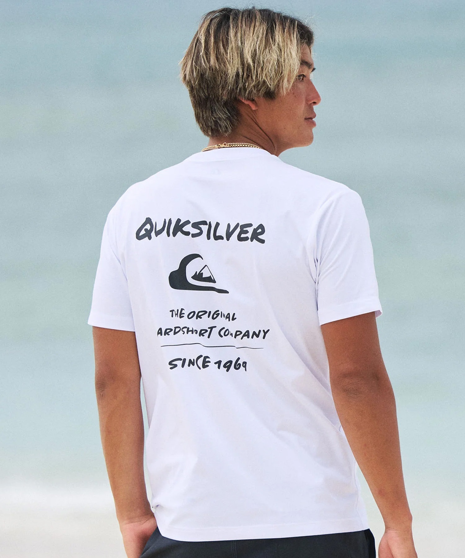 QUIKSILVER クイックシルバー 水着 ラッシュガード 半袖 Tシャツ メンズ UVカット 軽量 速乾 水陸両用 QLY261022(WHT-M)