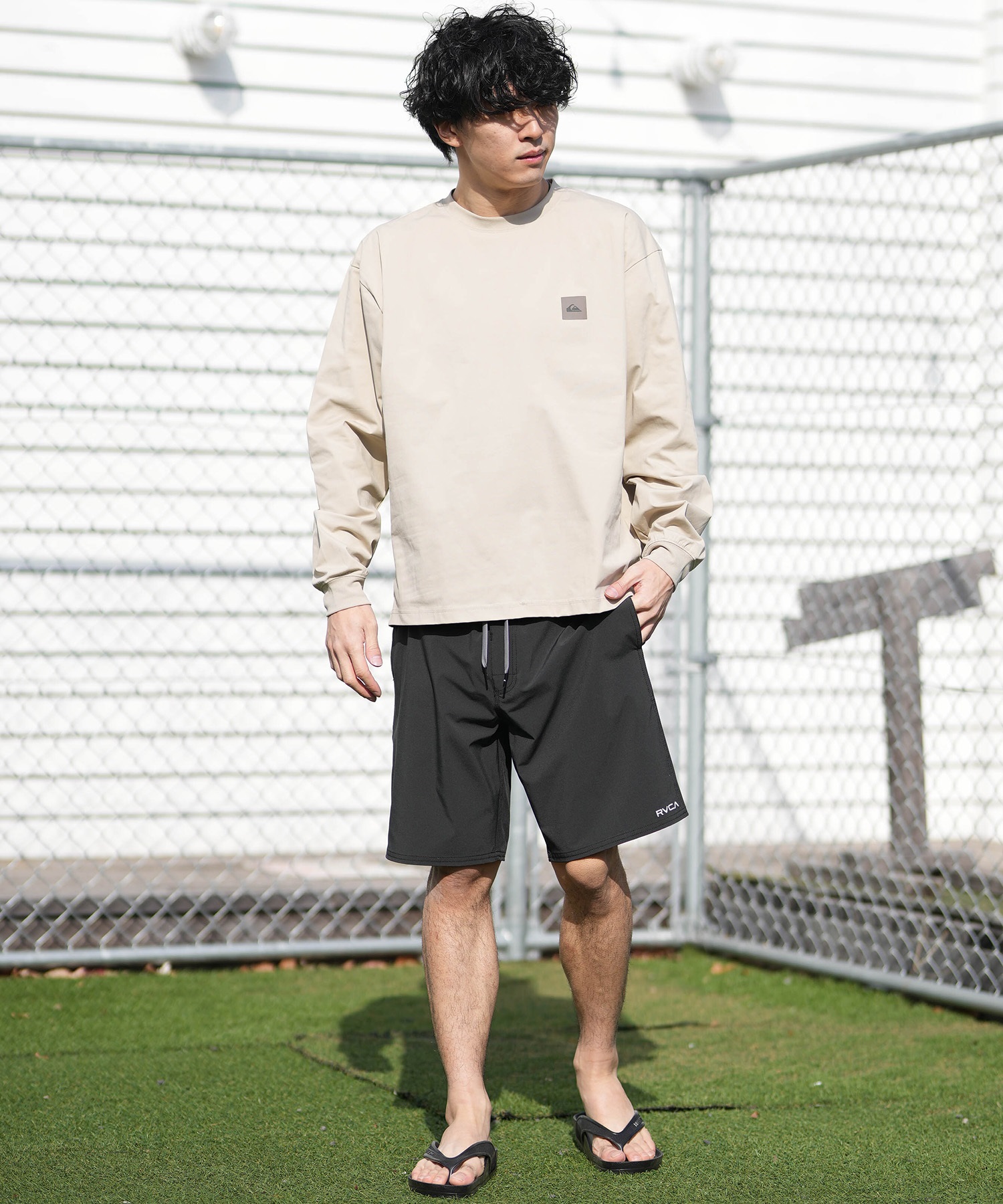 QUIKSILVER クイックシルバー 水着 ラッシュガード 長袖 Tシャツ ロンT メンズ UVカット 速乾 接触冷感 水陸両用 QLY261622M ムラサキスポーツ限定(BLK-M)