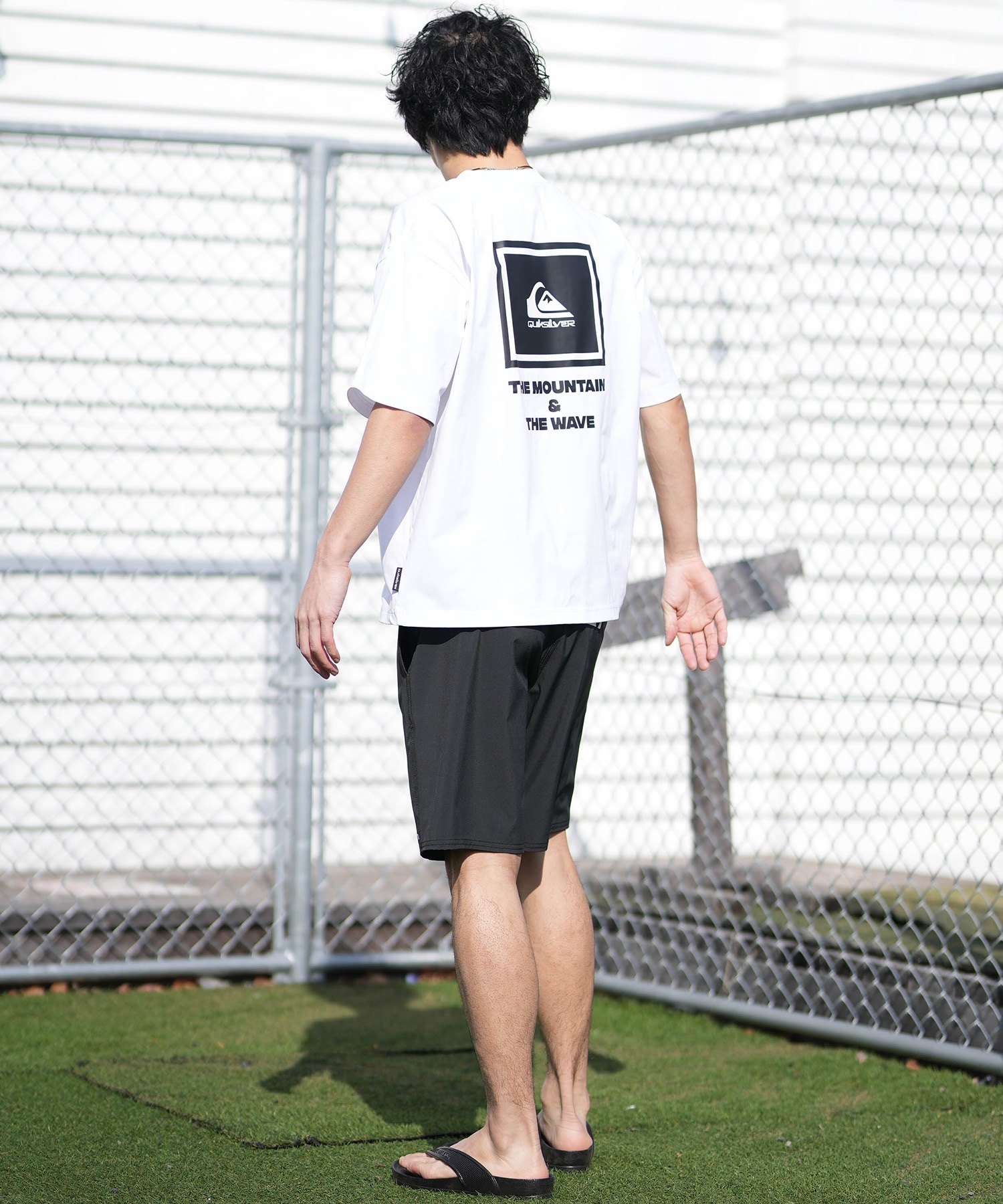 QUIKSILVER クイックシルバー 水着 ラッシュガード 半袖 Tシャツ メンズ UVカット 速乾 接触冷感 水陸両用 QLY261624M ムラサキスポーツ限定(WHT-M)