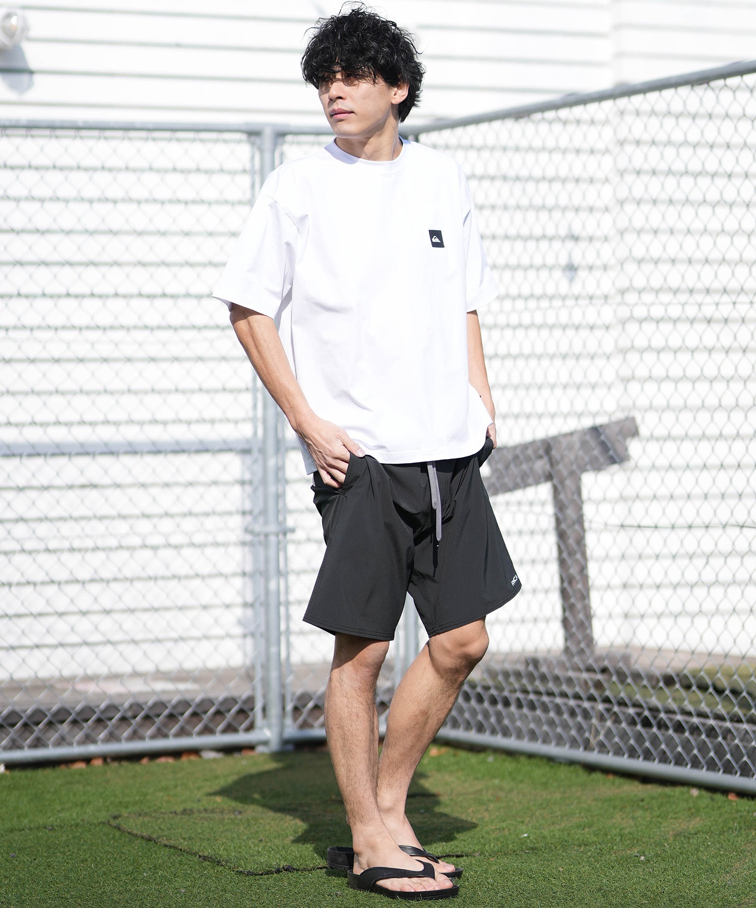 QUIKSILVER クイックシルバー 水着 ラッシュガード 半袖 Tシャツ メンズ UVカット 速乾 接触冷感 水陸両用 QLY261624M ムラサキスポーツ限定(WHT-M)
