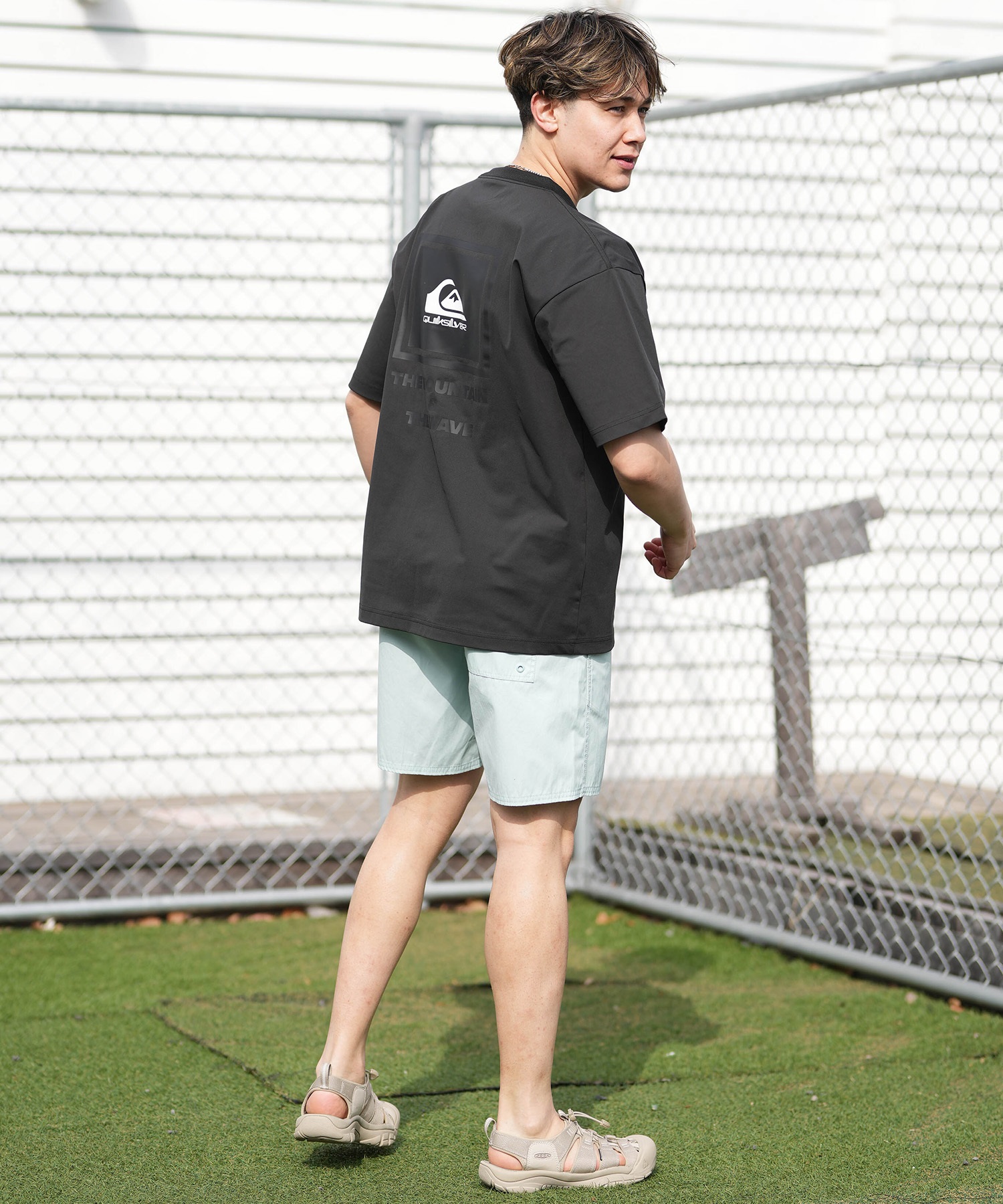 QUIKSILVER クイックシルバー 水着 ラッシュガード 半袖 Tシャツ メンズ UVカット 速乾 接触冷感 水陸両用 QLY261624M ムラサキスポーツ限定(WHT-M)