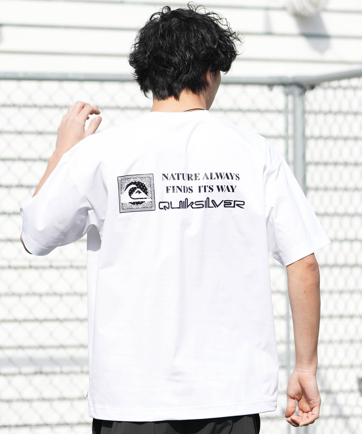 QUIKSILVER クイックシルバー 水着 ラッシュガード 半袖 Tシャツ メンズ UVカット 速乾 接触冷感 水陸両用 QLY261625M ムラサキスポーツ限定(WHT-M)