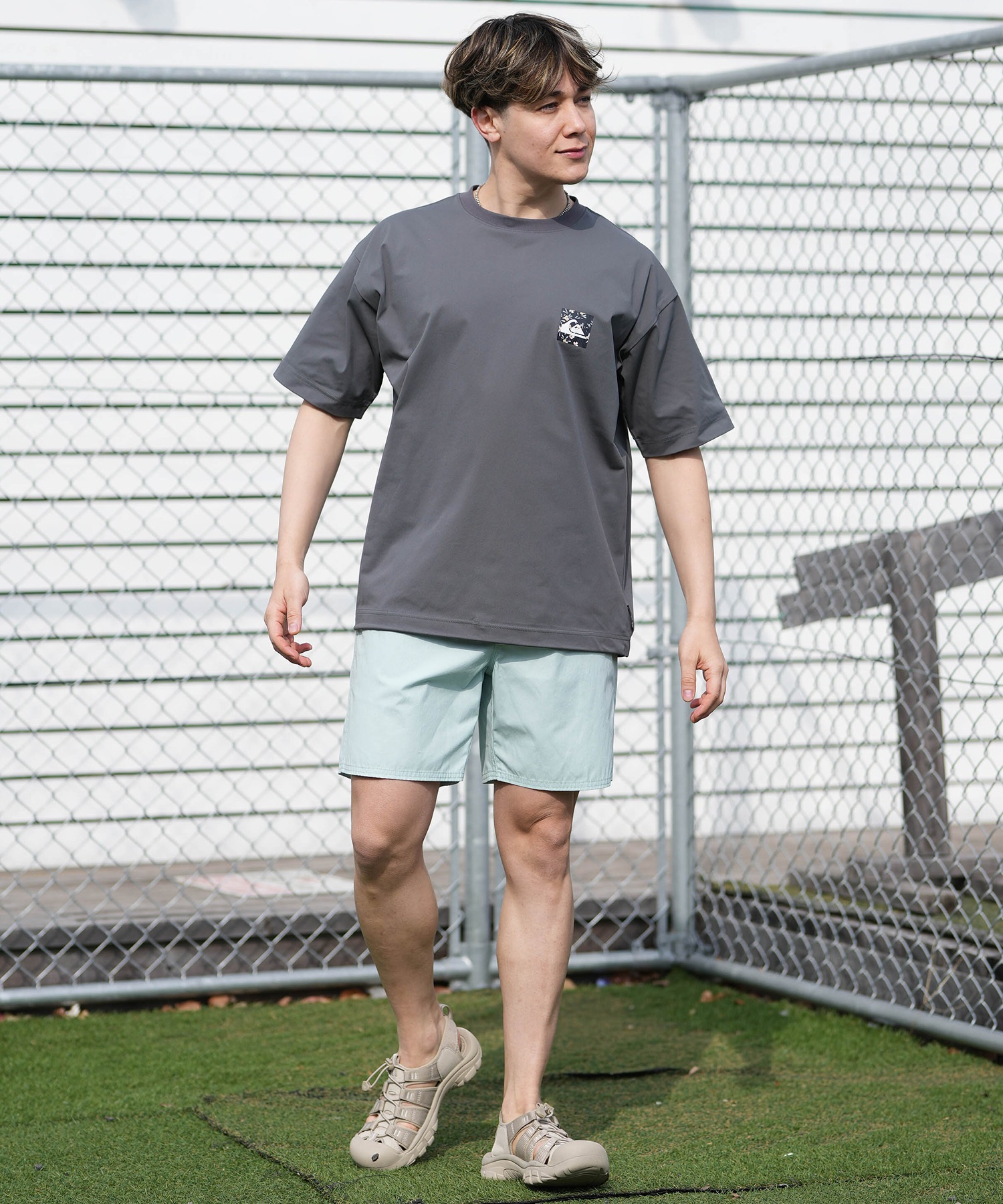 QUIKSILVER クイックシルバー 水着 ラッシュガード 半袖 Tシャツ メンズ UVカット 速乾 接触冷感 水陸両用 QLY261625M ムラサキスポーツ限定(WHT-M)