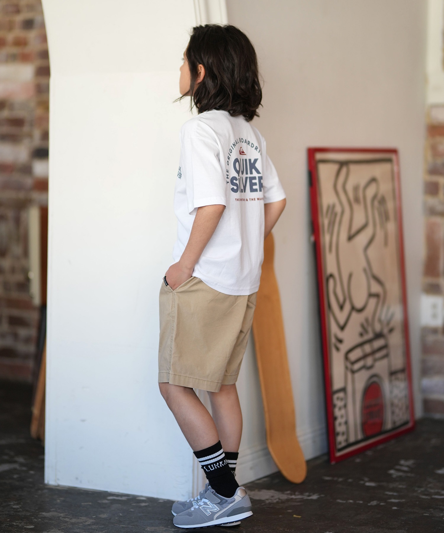 QUIKSILVER クイックシルバー 半袖 Tシャツ キッズ ジュニア 子供 バックプリント KST261601M ムラサキスポーツ限定(WHT-130cm)