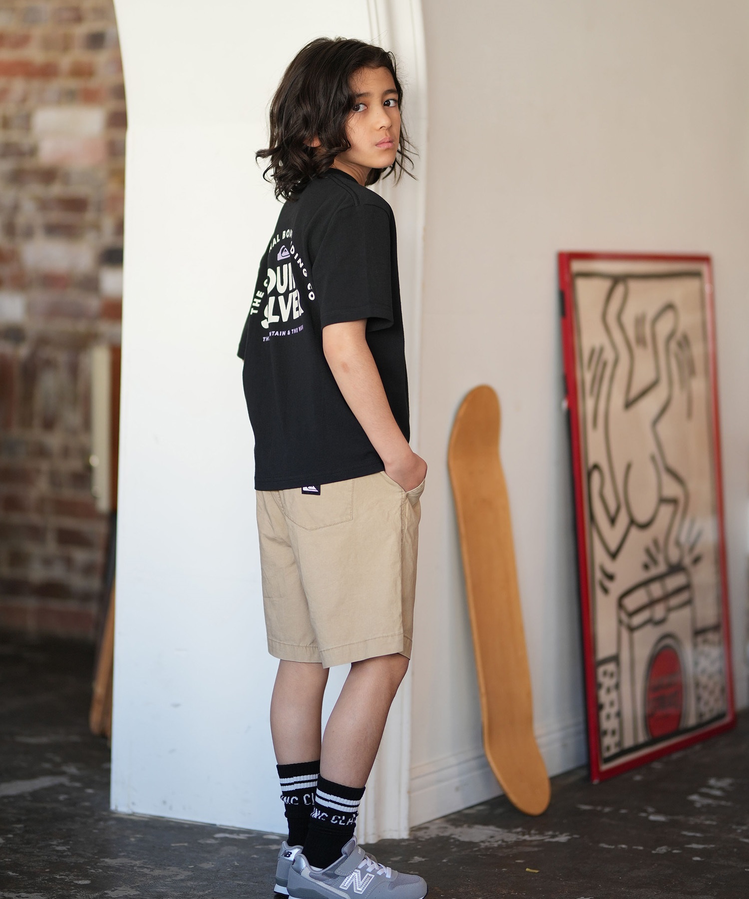 QUIKSILVER クイックシルバー 半袖 Tシャツ キッズ ジュニア 子供 バックプリント KST261601M ムラサキスポーツ限定(WHT-130cm)