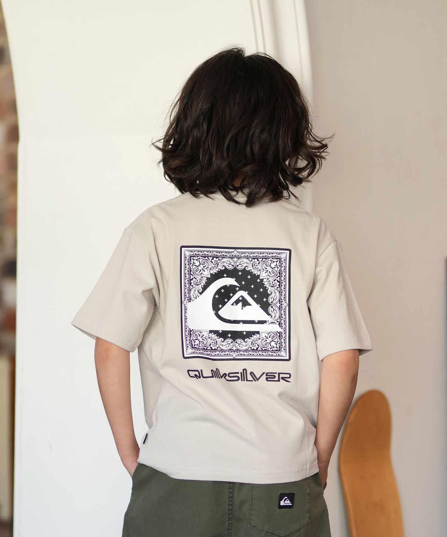 QUIKSILVER クイックシルバー 半袖 Tシャツ キッズ ジュニア 子供 バックプリント KST261602M ムラサキスポーツ限定(BLK-130cm)