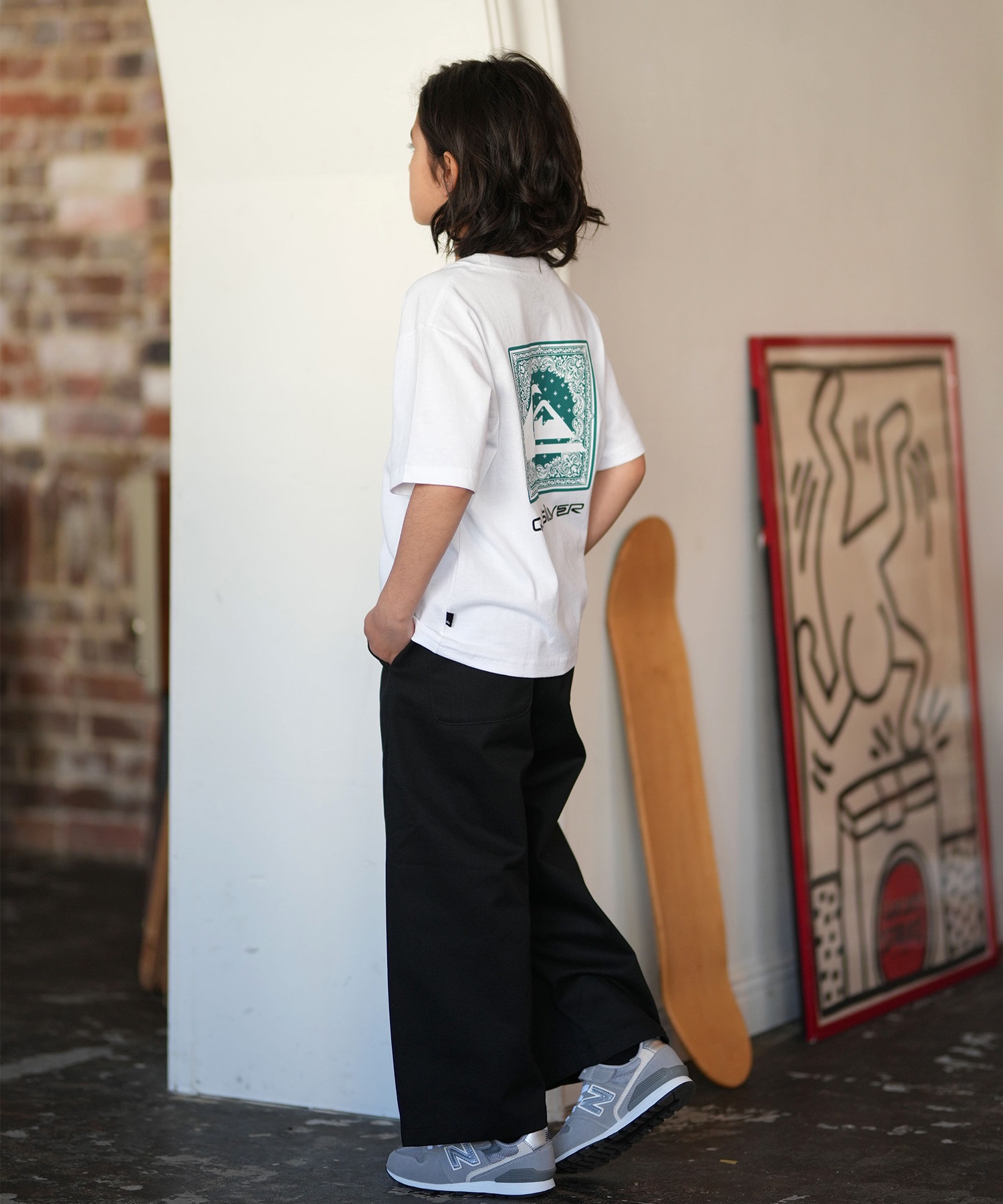 QUIKSILVER クイックシルバー 半袖 Tシャツ キッズ ジュニア 子供 バックプリント KST261602M ムラサキスポーツ限定(BLK-130cm)