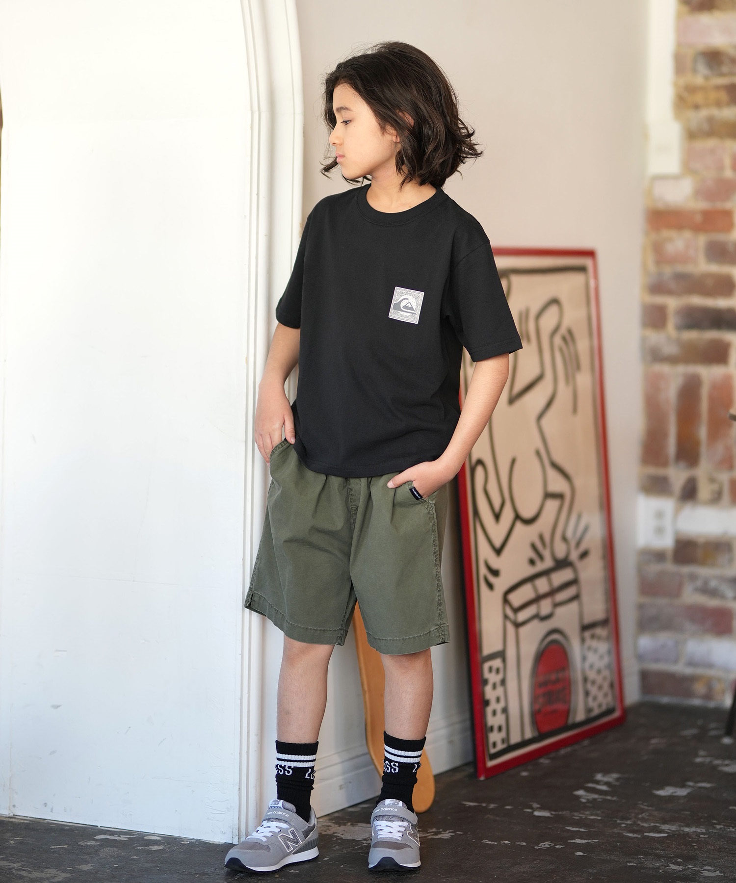 QUIKSILVER クイックシルバー 半袖 Tシャツ キッズ ジュニア 子供 バックプリント KST261602M ムラサキスポーツ限定(BLK-130cm)