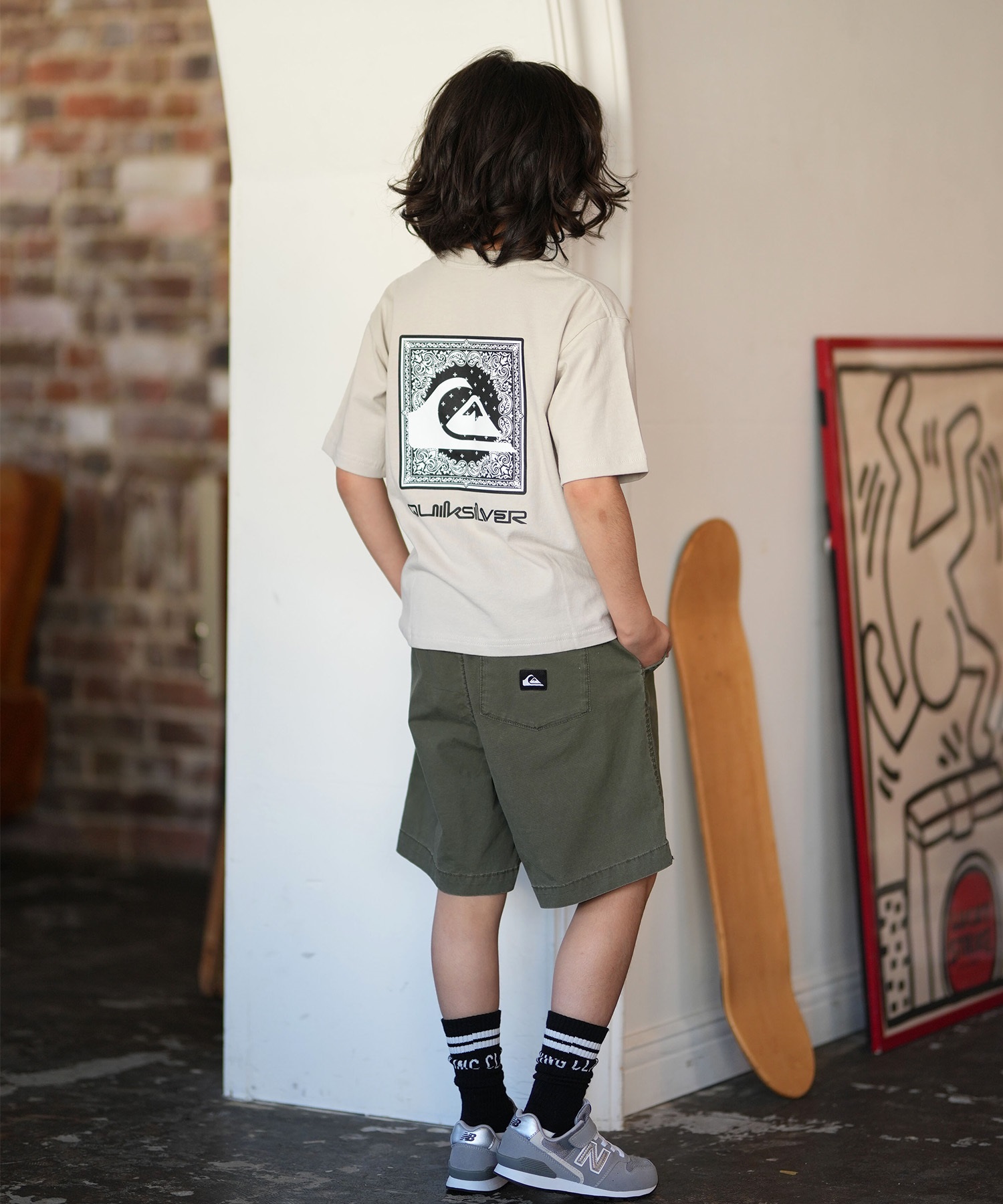 QUIKSILVER クイックシルバー 半袖 Tシャツ キッズ ジュニア 子供 バックプリント KST261602M ムラサキスポーツ限定(BLK-130cm)