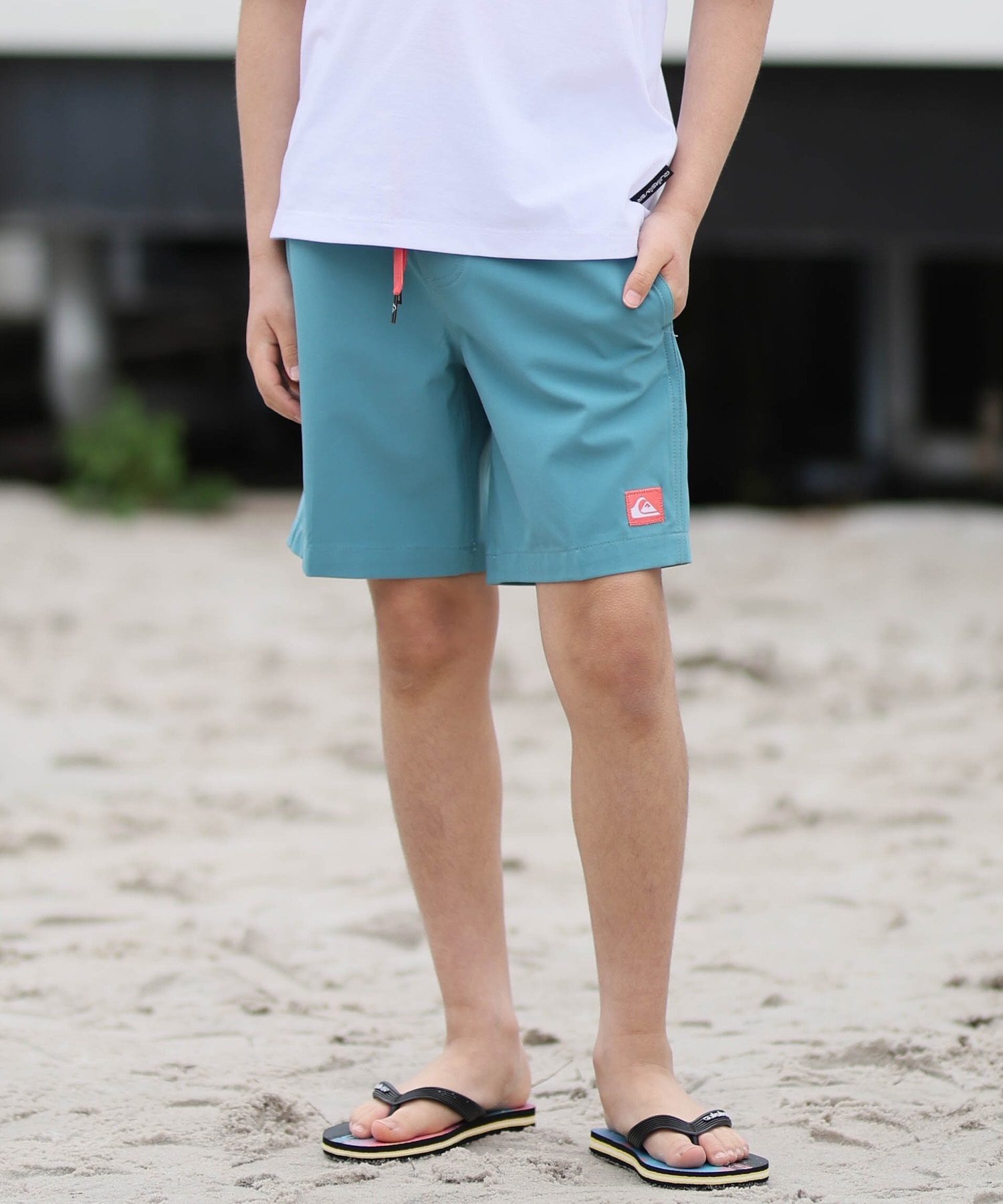 QUIKSILVER クイックシルバー 水着 海パン トランクス サーフパンツ キッズ ジュニア 子供 水陸両用 速乾 SOLID VOLLEY YOUTH 16NB KBS262001(BLK-130cm)