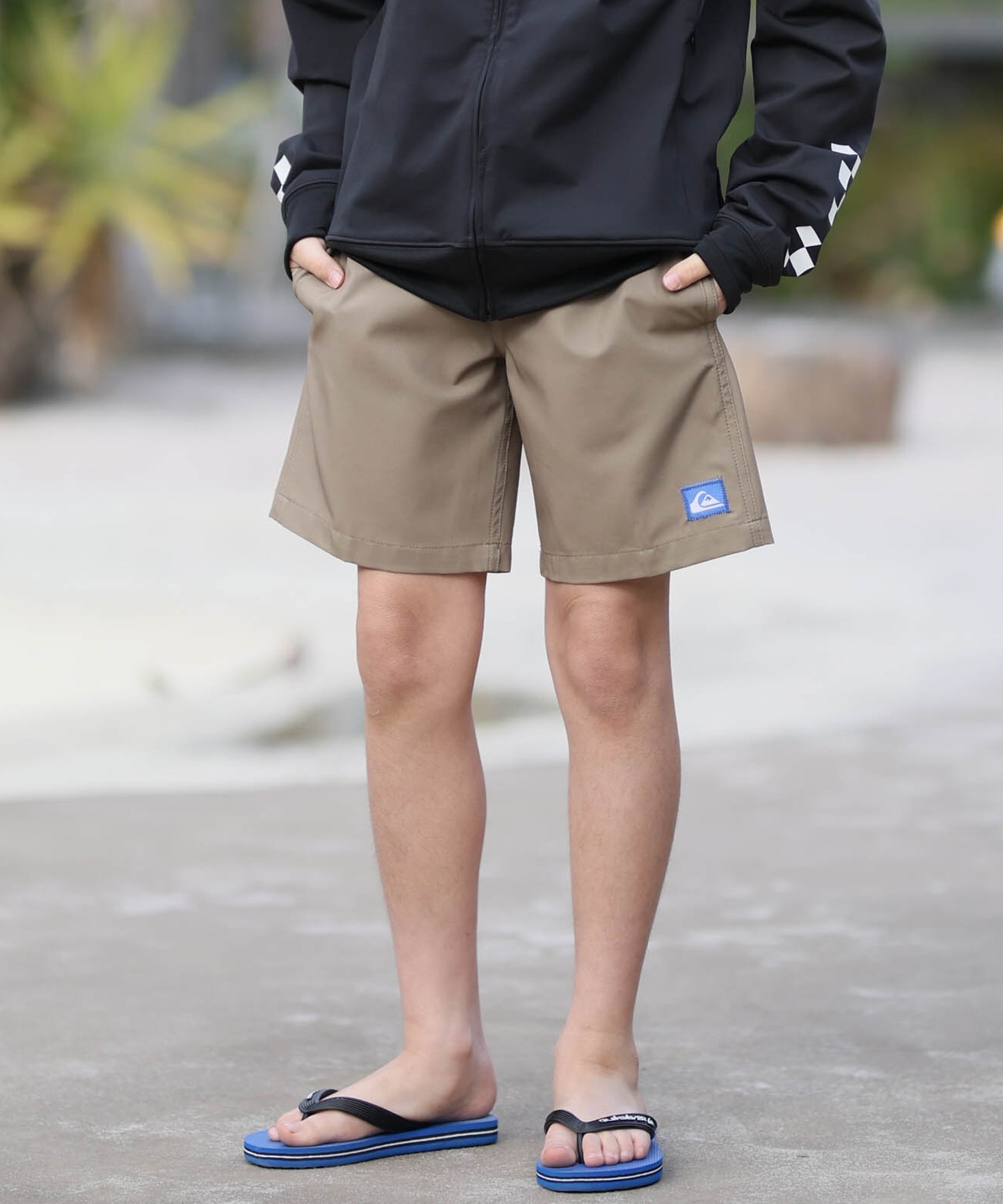 QUIKSILVER クイックシルバー 水着 海パン トランクス サーフパンツ キッズ ジュニア 子供 水陸両用 速乾 SOLID VOLLEY YOUTH 16NB KBS262001(BLK-130cm)