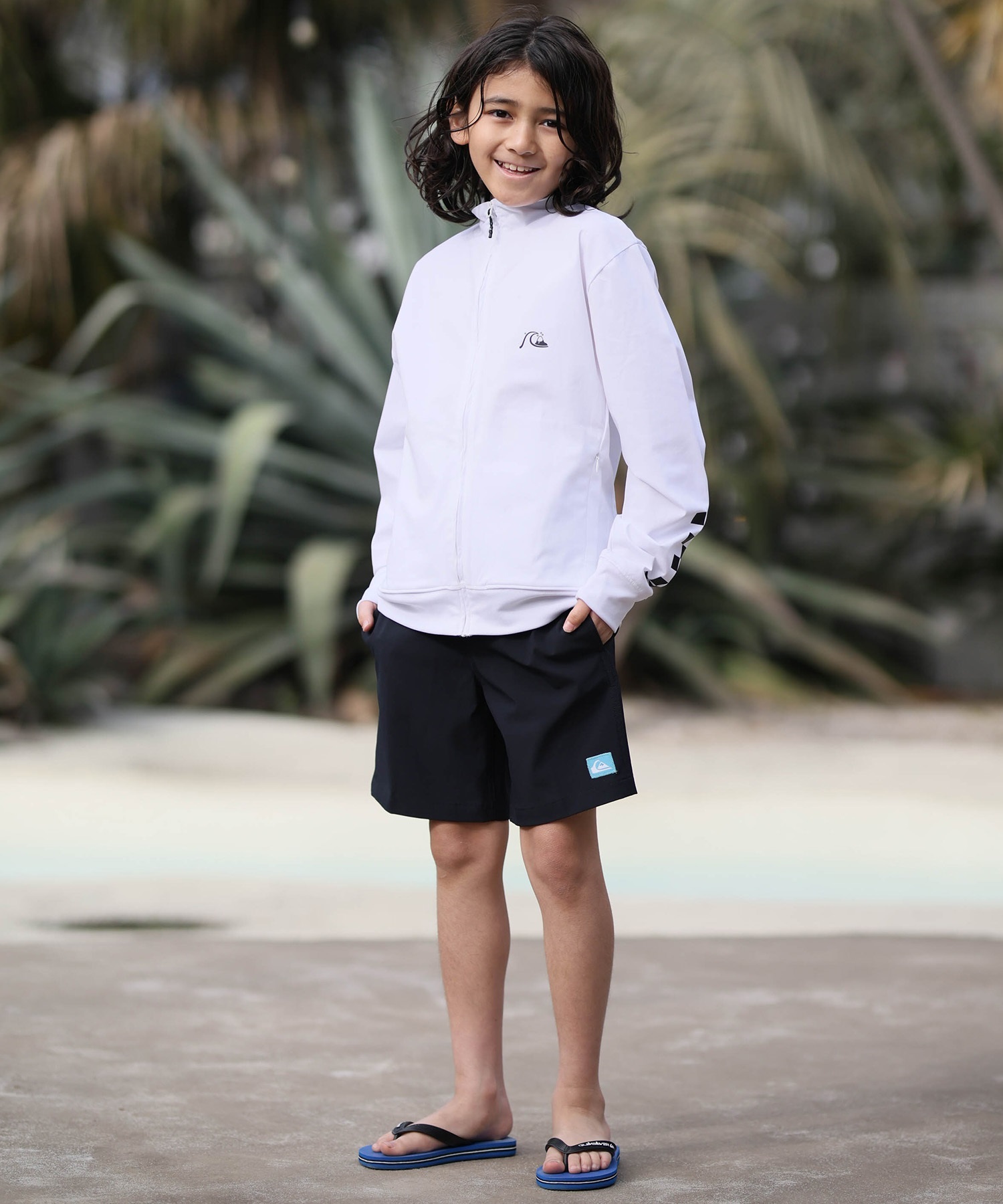 QUIKSILVER クイックシルバー 水着 海パン トランクス サーフパンツ キッズ ジュニア 子供 水陸両用 速乾 SOLID VOLLEY YOUTH 16NB KBS262001(BLK-130cm)