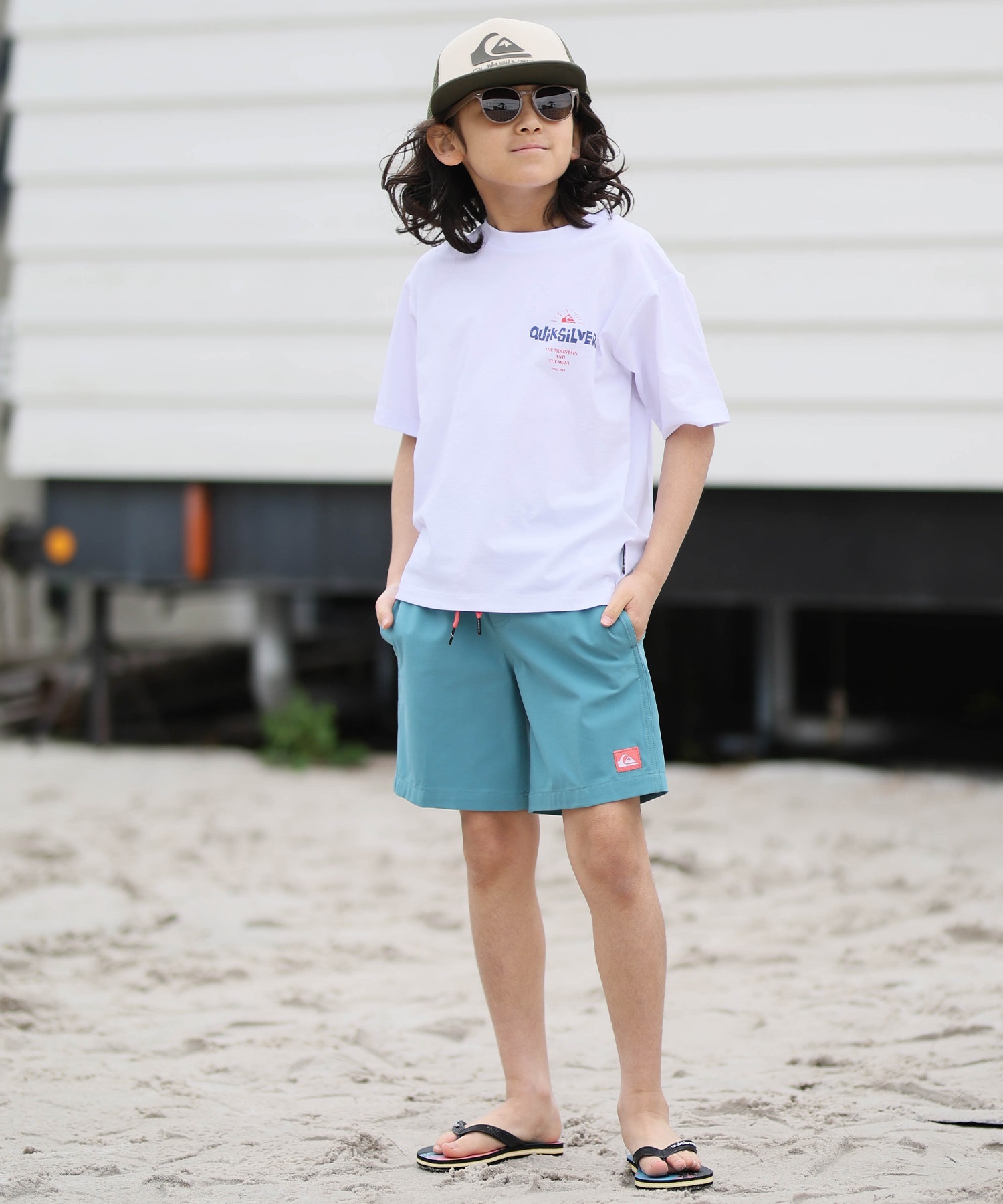 QUIKSILVER クイックシルバー 水着 海パン トランクス サーフパンツ キッズ ジュニア 子供 水陸両用 速乾 SOLID VOLLEY YOUTH 16NB KBS262001(BLK-130cm)