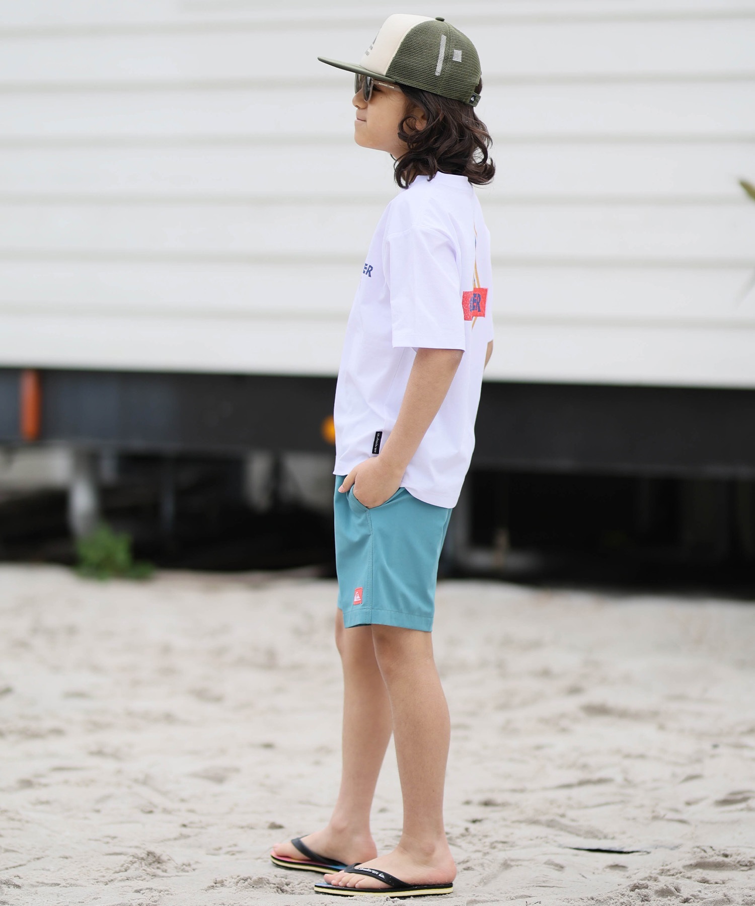 QUIKSILVER クイックシルバー 水着 海パン トランクス サーフパンツ キッズ ジュニア 子供 水陸両用 速乾 SOLID VOLLEY YOUTH 16NB KBS262001(BLK-130cm)