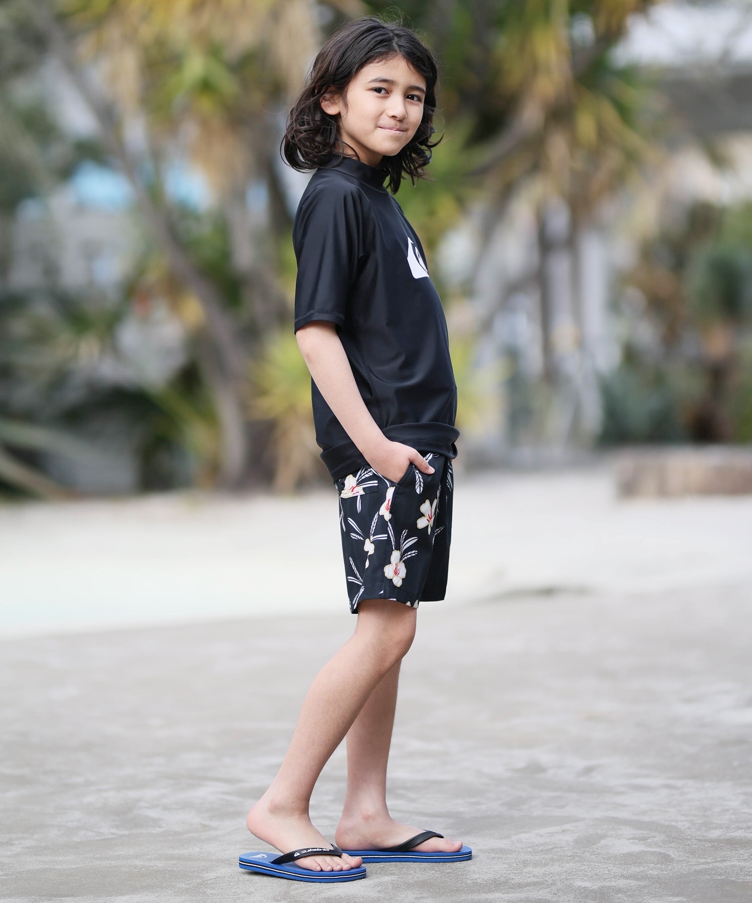 QUIKSILVER クイックシルバー 水着 ラッシュガード 半袖 Tシャツ キッズ ジュニア ALL TIME SR YOUTH KLY261003(GRN-120cm)