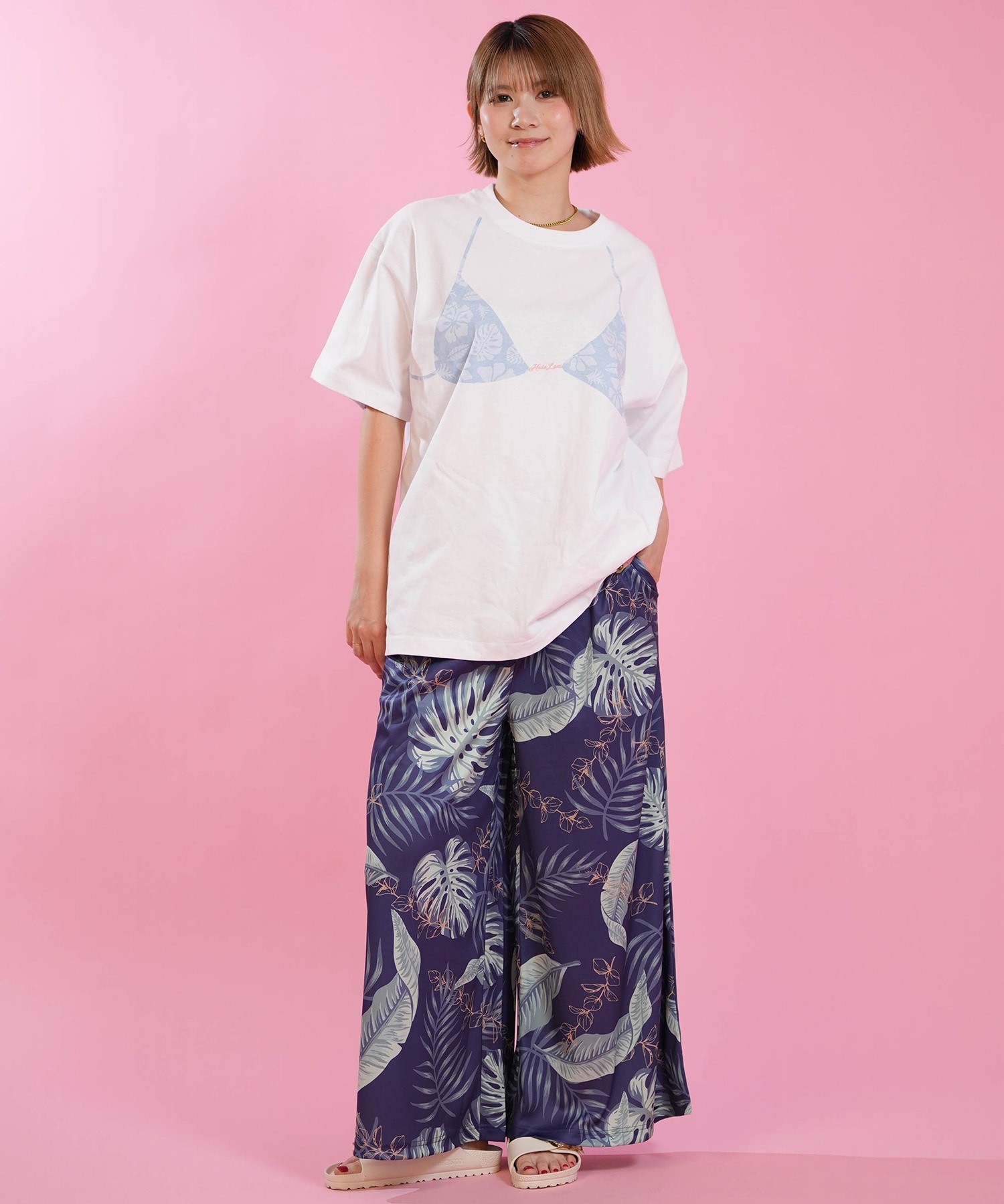HULALANI フララニ ロングパンツ レディース ボタニカル柄 263HU2LP182