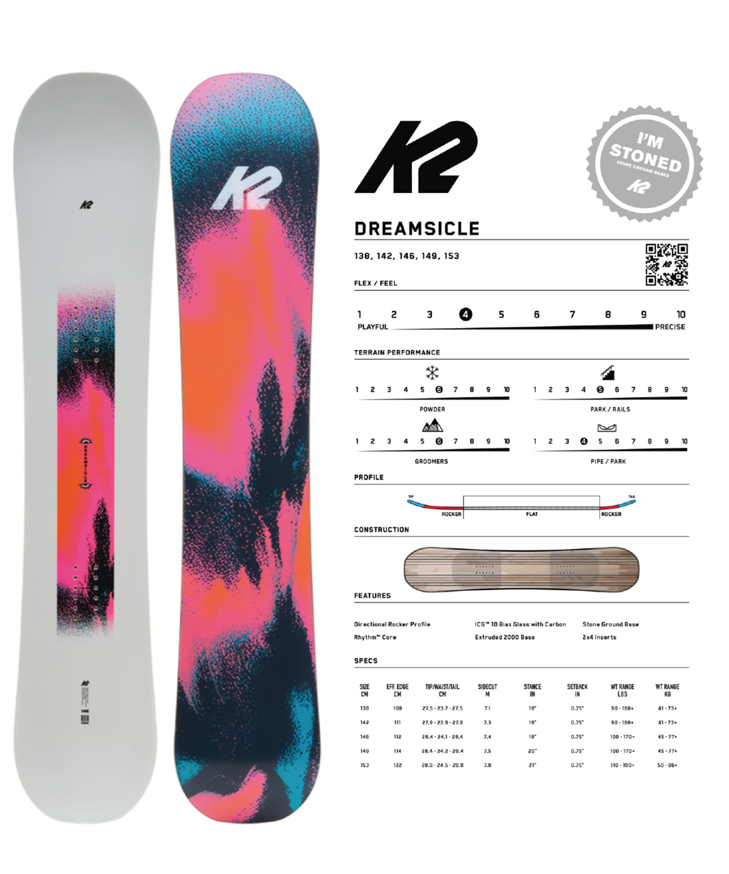 K2 ケーツー ドリームシクル DREAMSICLE スノーボード 板 ディレク