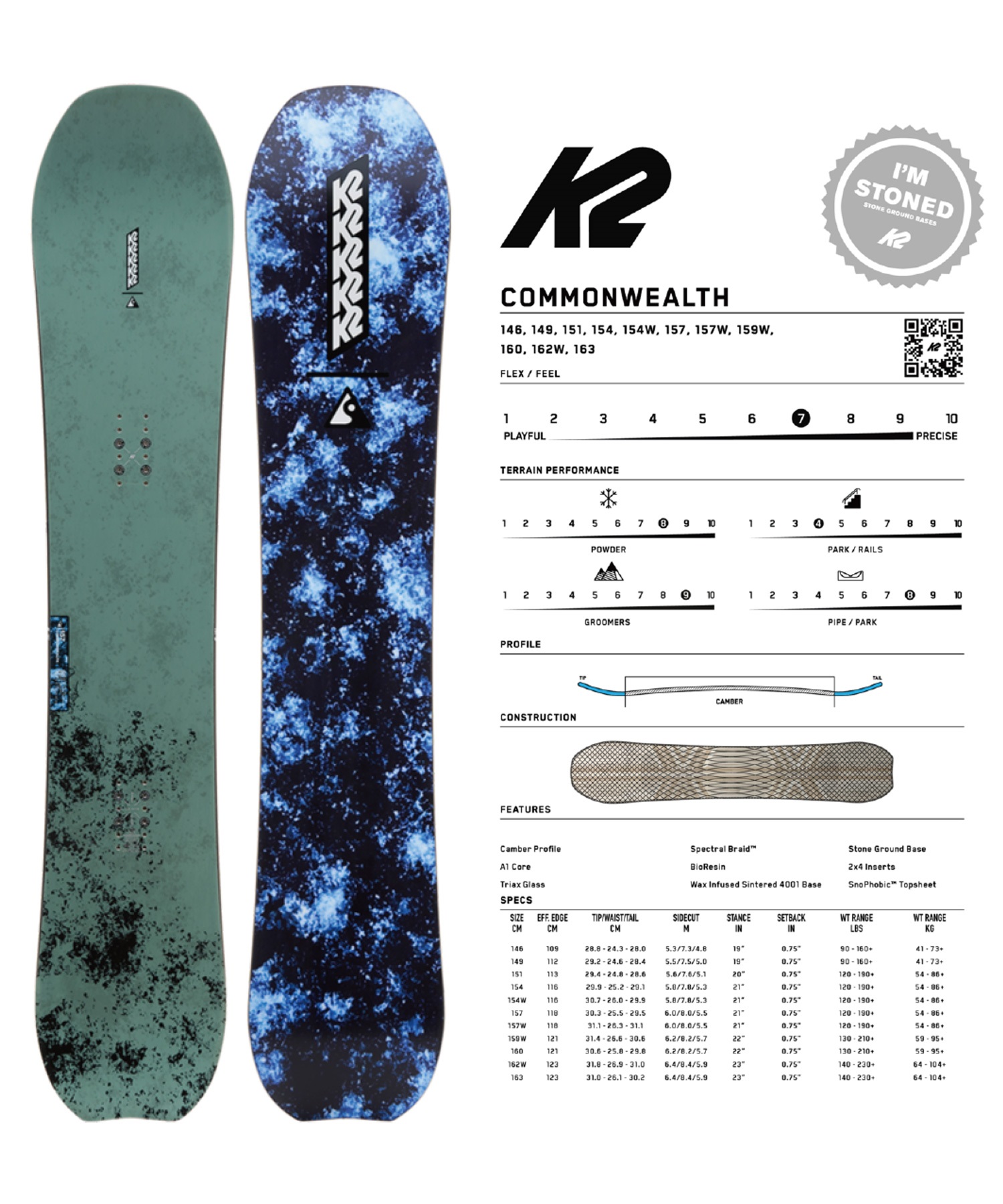 K2 ケーツー コモンウェルス COMMONWEALTH スノーボード 板 キャンバー