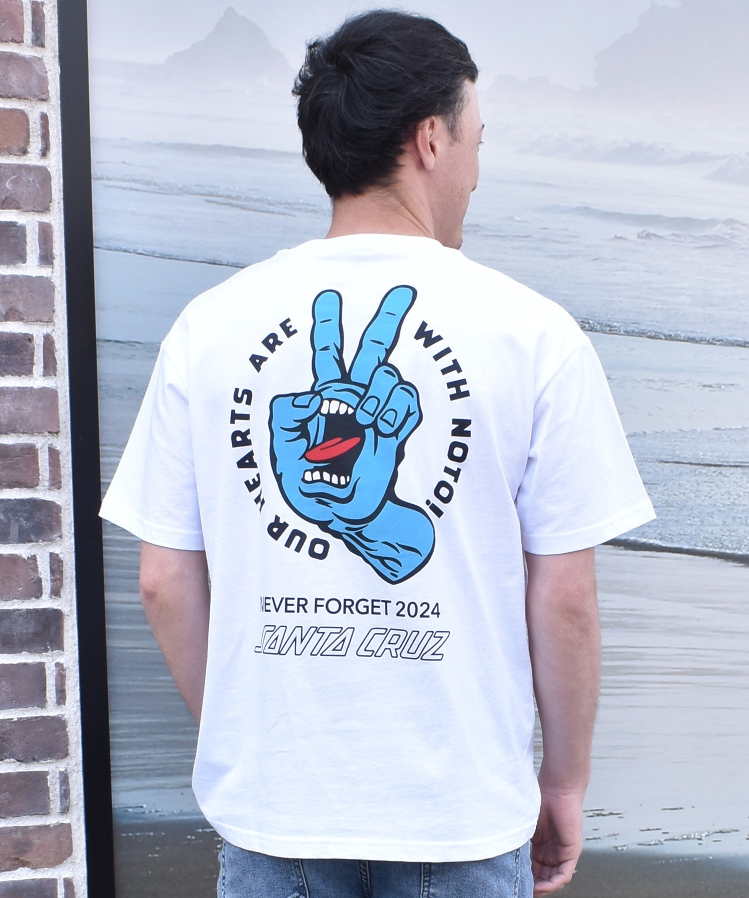 SANTA CRUZ サンタクルーズ 半袖 Tシャツ メンズ バックプリント PEACE FOR NOTO SS TEE 502262408 ムラサキスポーツ限定(WHITE-XS)