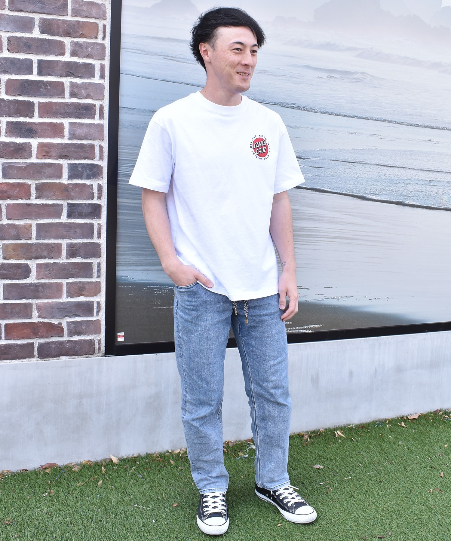 SANTA CRUZ サンタクルーズ 半袖 Tシャツ メンズ バックプリント PEACE FOR NOTO SS TEE 502262408 ムラサキスポーツ限定(WHITE-XS)