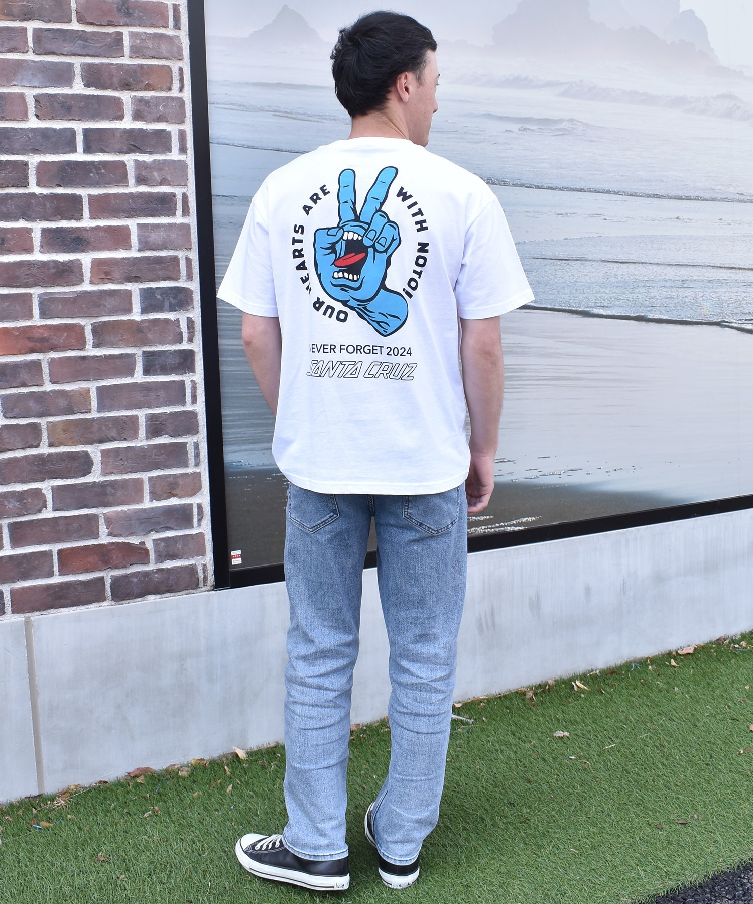 SANTA CRUZ サンタクルーズ 半袖 Tシャツ メンズ バックプリント PEACE FOR NOTO SS TEE 502262408 ムラサキスポーツ限定(WHITE-XS)